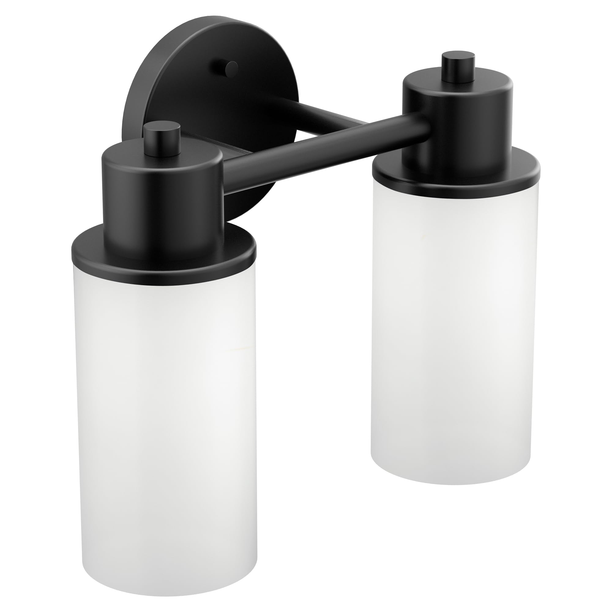 Moen Dn0762Bl Iso 2-Light Dual-Mount Bath Bathroom Vanity Fixture With Frosted Glass, Matte Black