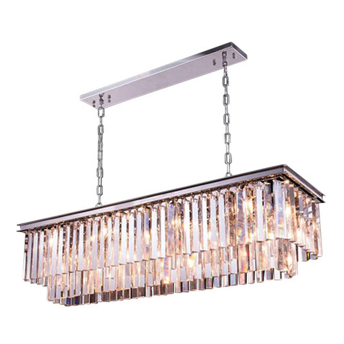Elegant Lighting Sydney Collection 1202D50PN/RC 12-Light Pendant Lamp with Royal Cut Crystals, Polished Nickel Finish