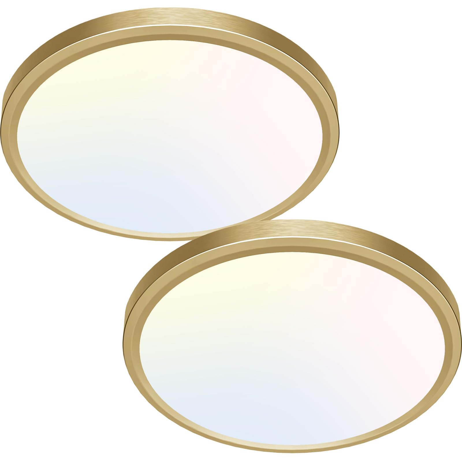 zemty 2Pack LED Ceiling Light Golden - 12In 28W Aureate Flush Mount Ceiling Light, 3 Color Temperature 3000K/4500K/6000K - 3200l