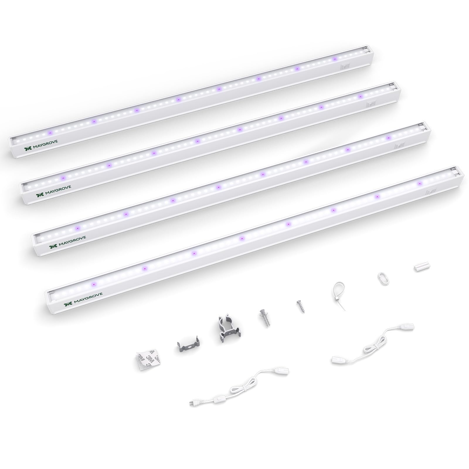 Maygrove Grow Lights for Indoor Plants 2FT  Blue-Rich Full Spectrum 5000K Grow Light  60W(4 x 15W)  T5 LED Grow Light Bands for Succulents  High PPFD  Linkable  White  4-Pack