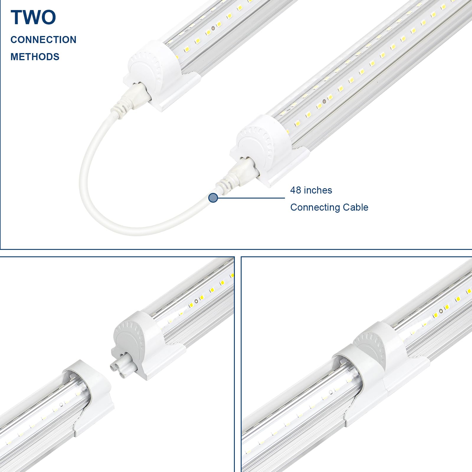 Epestoec 4Pack Led Shop Light 2Ft,V Shape Integrated T8 Led Tube Light,3000Lm,20W,5000K Super Bright White,High Output Linkable Shop Lights