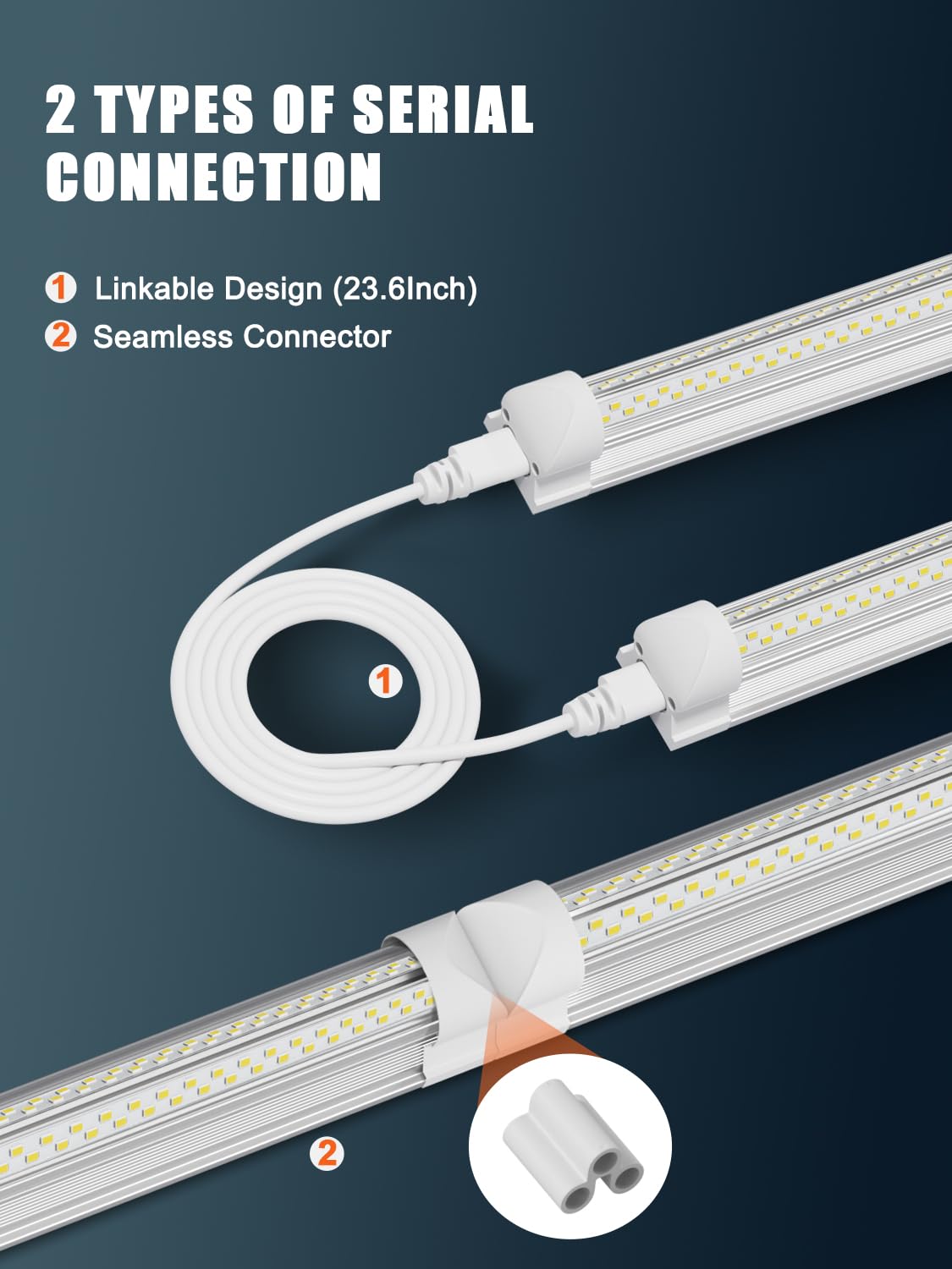 Elekico 4Ft 50W 7200Lm 5000K V Shape 4' Led Super Bright Linkable Shop Lights, Hight Output T8 Led Tube Lights, For Garage 4 Foo