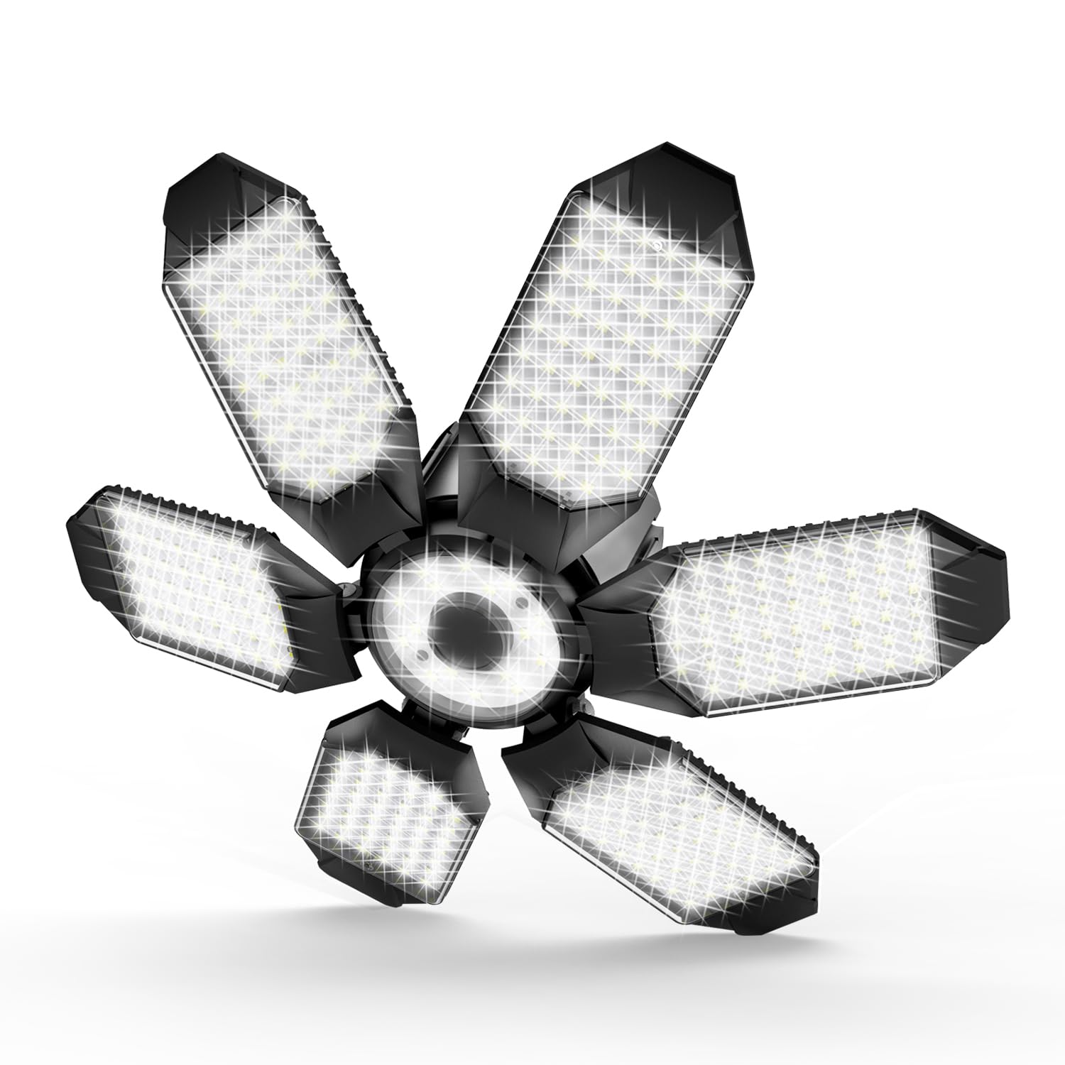 Polarpra Garage Light - 80000Lm Super Bright 6500K Garage Lights Ceiling Led W/ 8 Deformable Panels Compatible For E26/E27 Garage Light Socket Applicable For Garage Barn Warehouse Attic - 4Pack