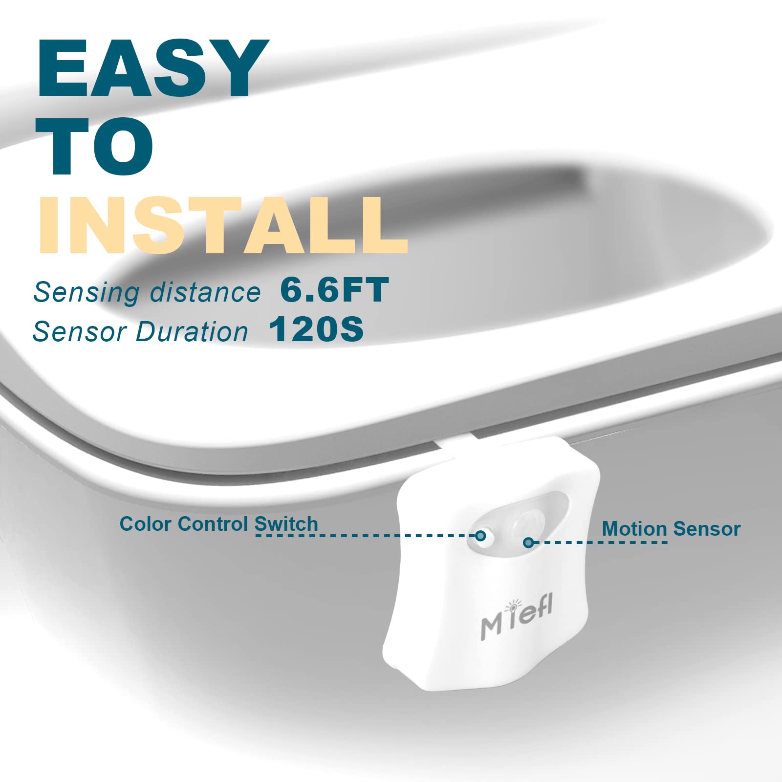 MIEFL Toilet Light with Motion Sensor, 16 Colors, LED Glow Bowl Night Light, 2 Pack - Perfect Gift for Dad, Teens, Men, Women