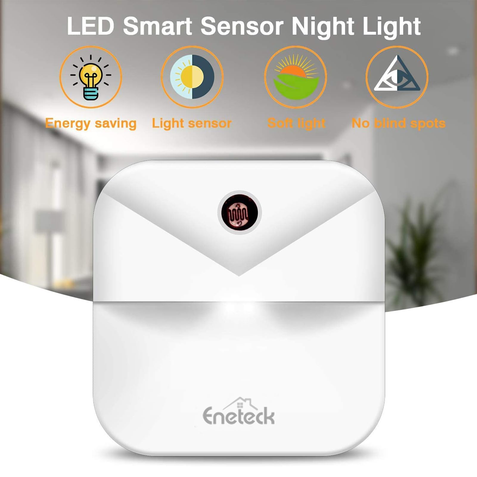 Eneteck LED Night Light Plug-in with Dust to Dawn Sensor, Small, Plastic, Red Light, 6 Packs