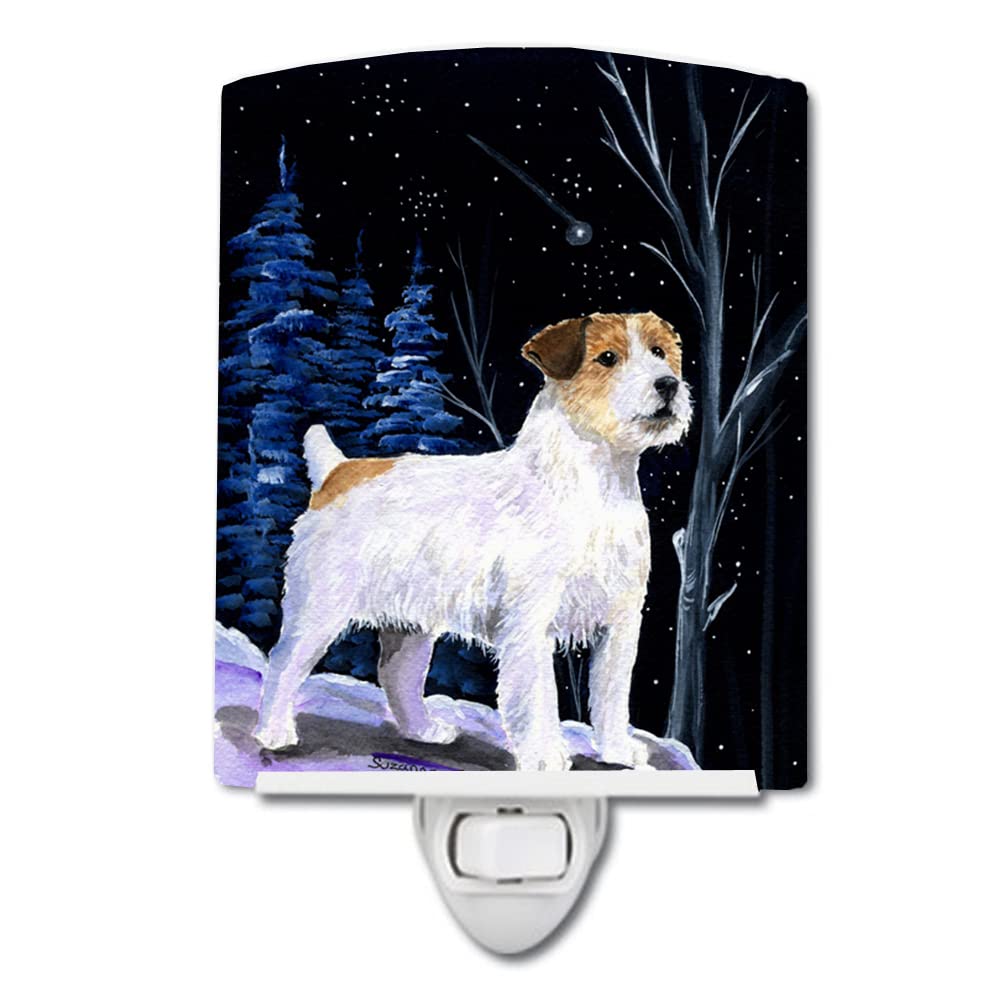 Carolines Treasures Night Light, Ceramic, UL-Certified, 6x4x3in, Starry Night Jack Russell Terrier