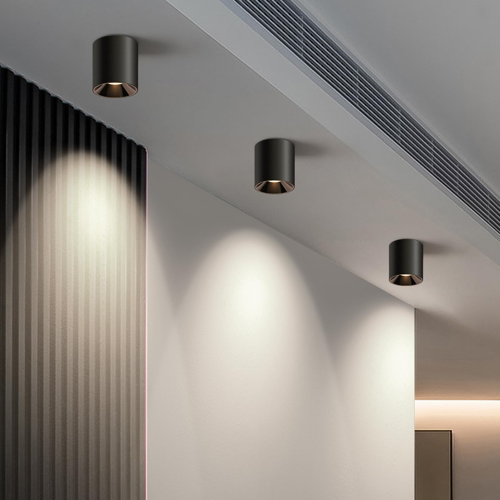 Okeli 20W Dimmable Led Ceiling Light Fixture, 4000K Cylinder, 3 Pack For Home Lighting