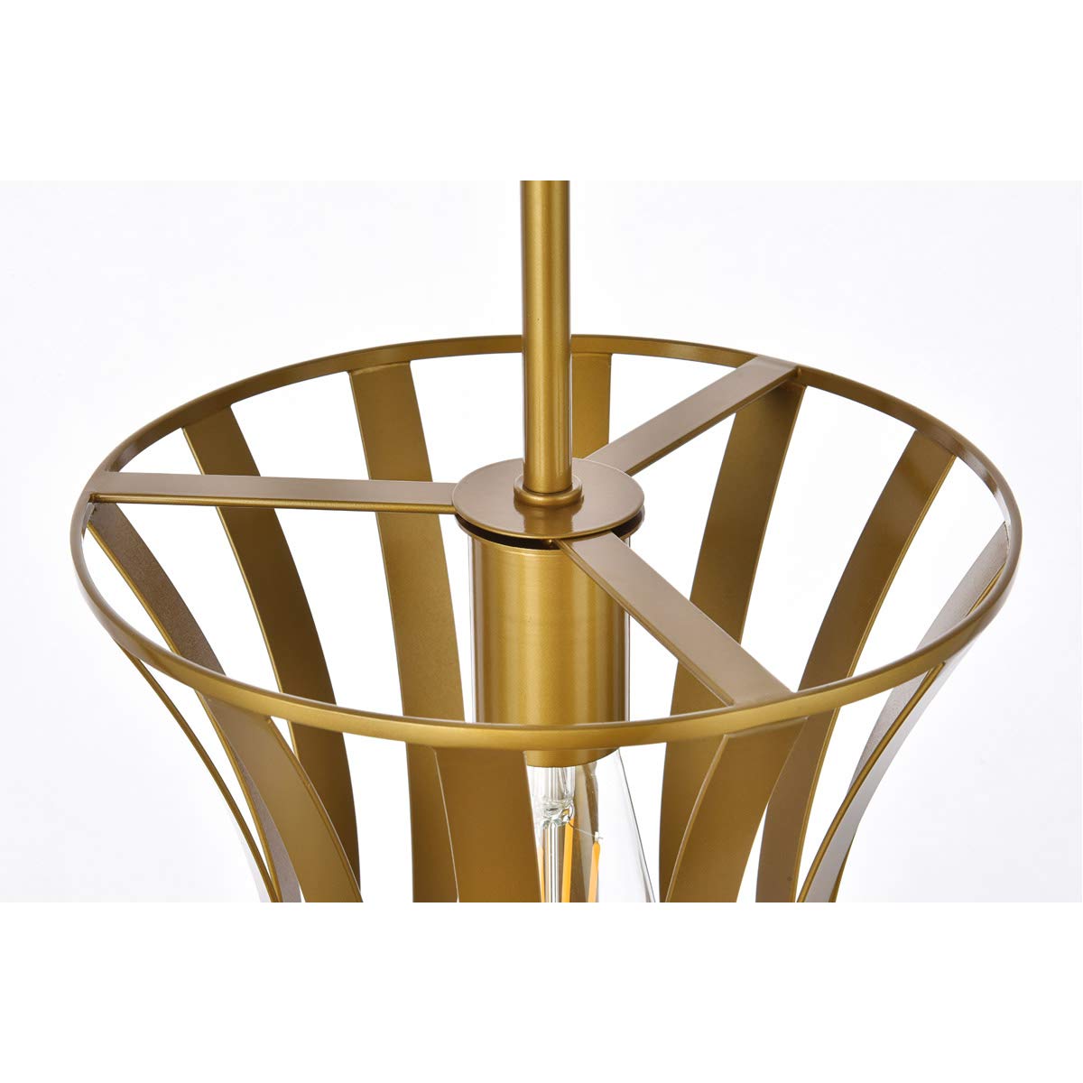 Living District Lily 1-Light Mid-Century Metal Pendant in Brass Finish