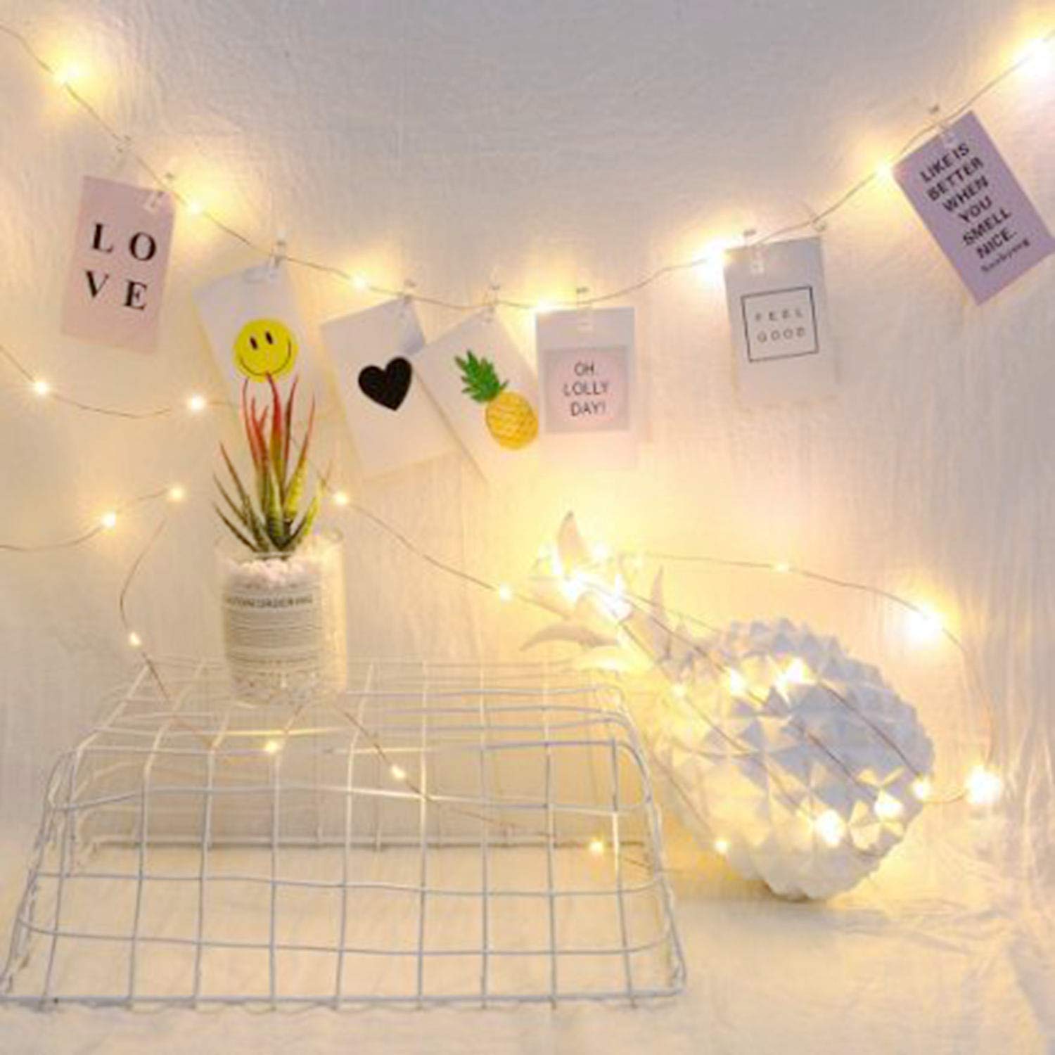 Jmtgnsep 50Led Photo Clips String Lights, Warm White, Battery Powered, 16Ft, Ideal For Indoor Decoration, Christmas, Party, Wedding