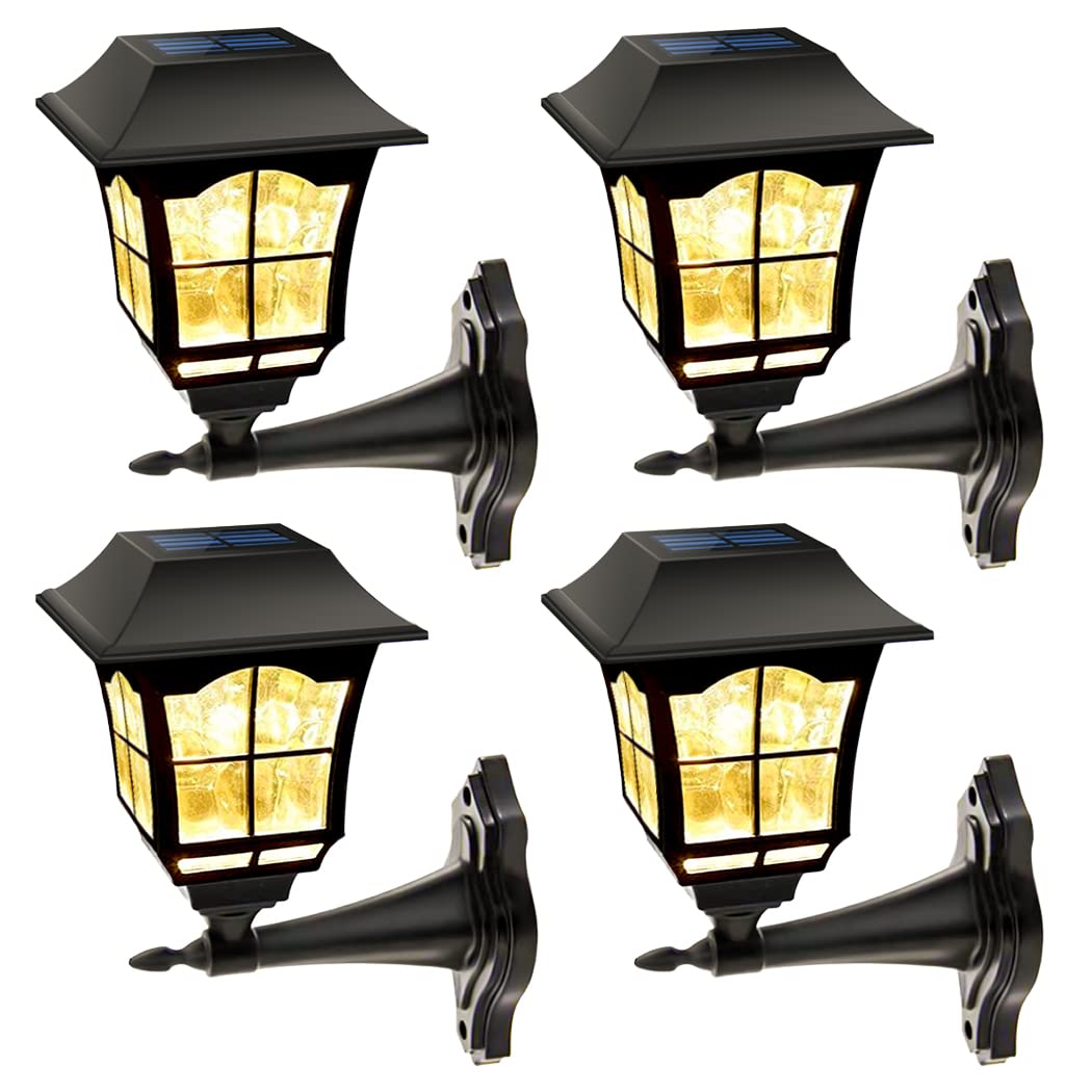 MAGGIFT 4 Pack Solar Wall Lantern Outdoor Playhouse Lights Waterproof 15 Lumens Solar Wall Sconce Light Fixture with Wall Mount 