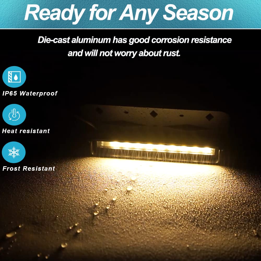 Teekuv 12 Inch LED Hardscape Lighting, 8 Pack, 2700K Warm White, IP65 Waterproof, Low Voltage, Stainless Steel, 50,000 Hours Lifespan
