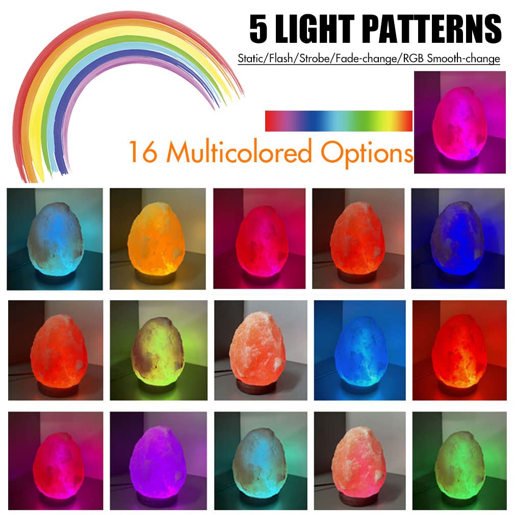 Mingri Himalayan Salt Lamp With Remote, 16 Color Changing, Dimmable Crystal Night Light