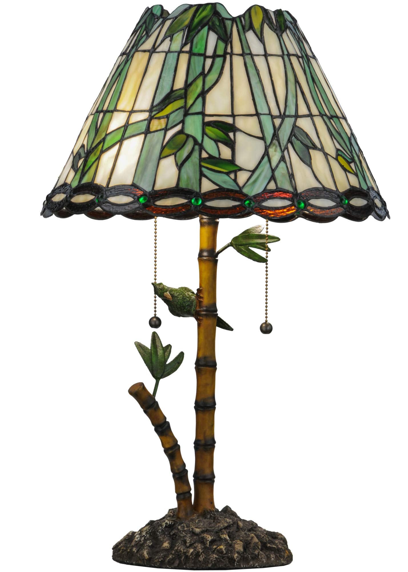 Meyda 24-inch Table Lamp, Mahogany Bronze, Glass and Metal, Loro Paraiso Design