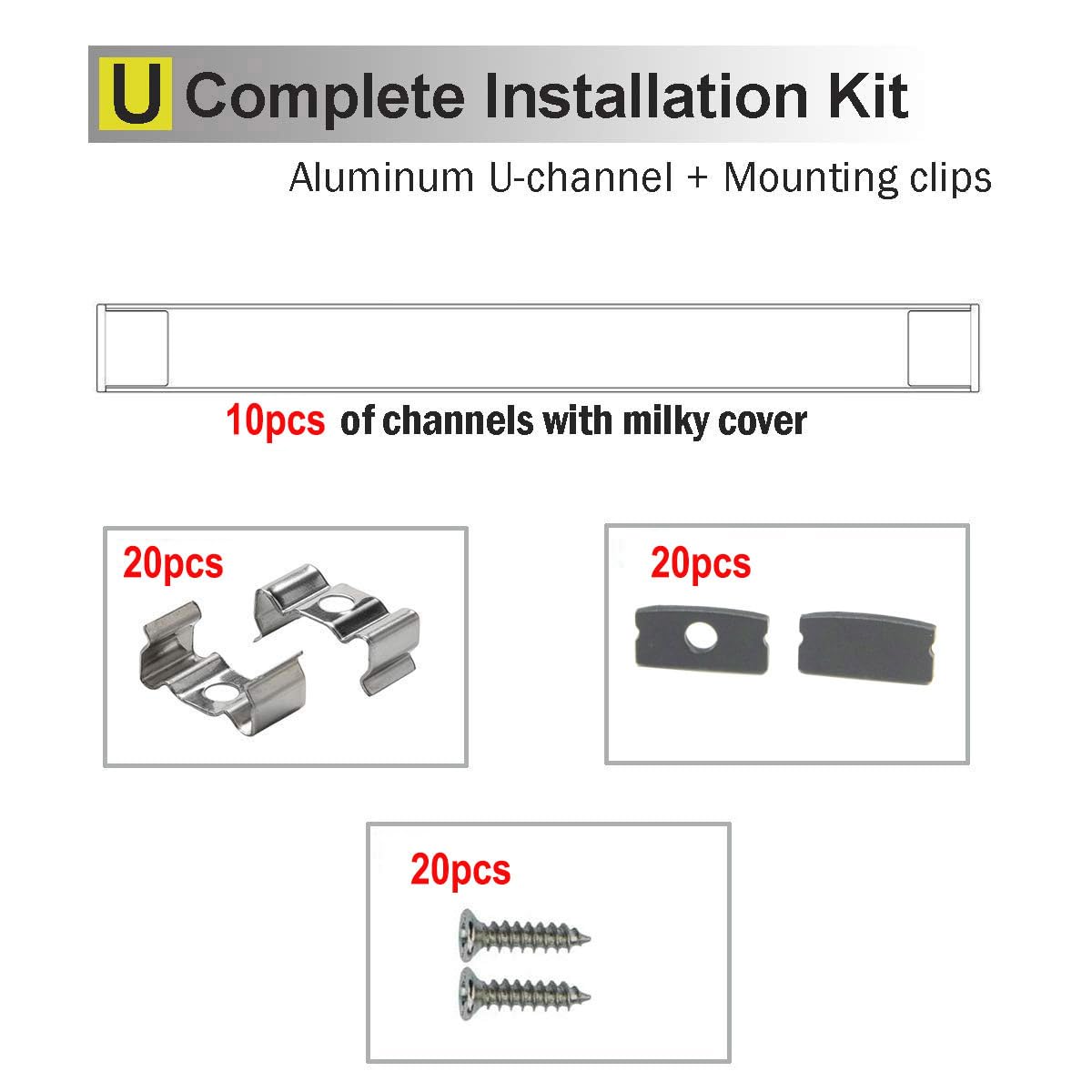 Starlandled Black 10 Pack 2Meter/6.6Ft Led Aluminum Track Diffusers Housing With End Caps And Mounting Clips For Led Flexible St