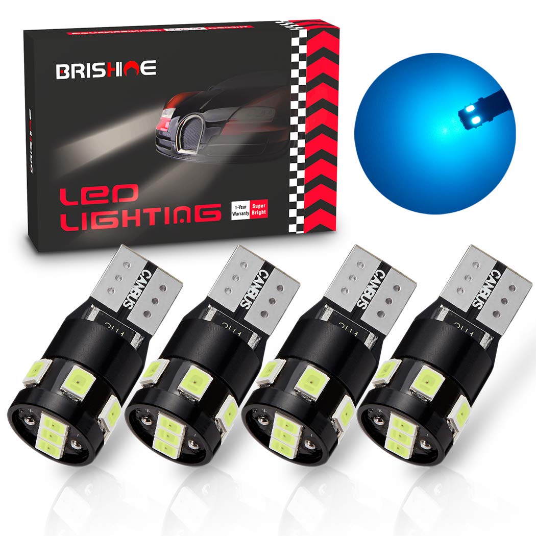 Brishine 300Lm Extremely Bright Canbus Error Free 194 168 2825 W5W T10 Led Bulbs Ice Blue 9-Smd 2835 Chipsets For Dome Map Door 