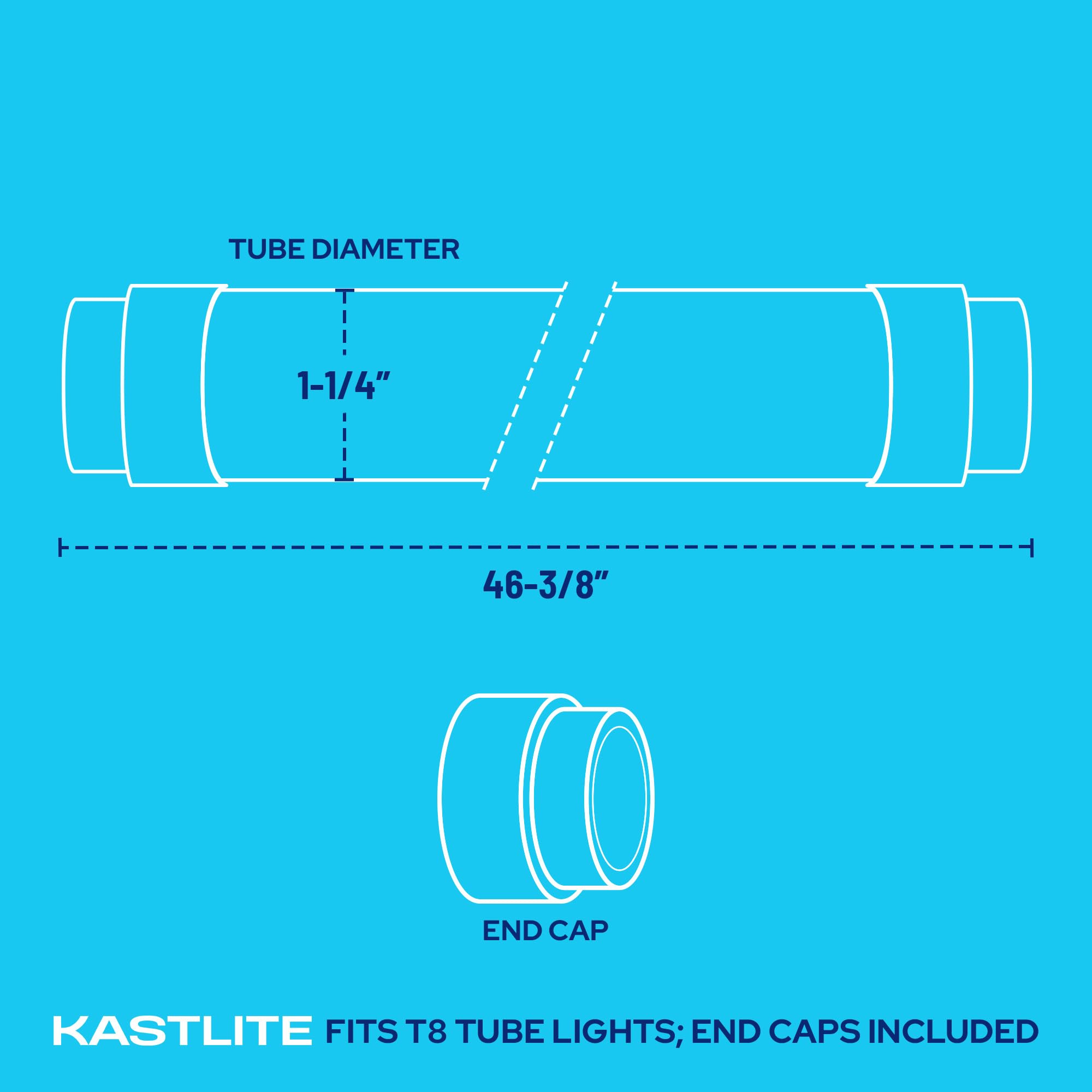 Kastlite T8 Fluorescent Light Tube Guard With End Caps - Blocks Uv Up To 520Nm - 4 Foot Fluorescent Light Diffuser Covers/Safety Sleeves  Amber Uv Protective Plastic Covering/Lighting Accessory - 6Pk