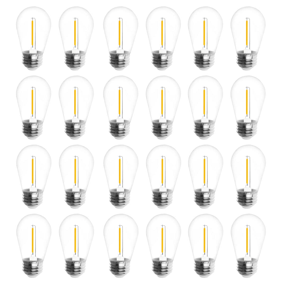 Jslinter 24-Pack LED String Light Bulbs, 1W Shatterproof Edison Replacement, Warm White, E26 Base, Model JC-1WL-1808
