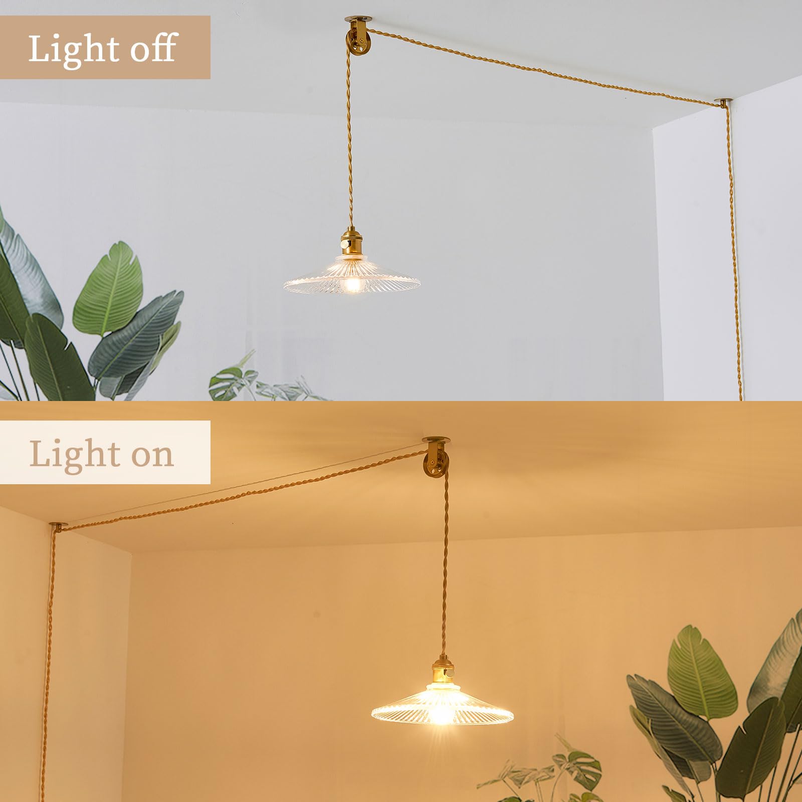 Oyisen Hanging Lights With Plug In Cord, 9.1 Inch Embossed Design Lampshade Hanging Lamp Adjustable Cord Plug In Pendant Light K