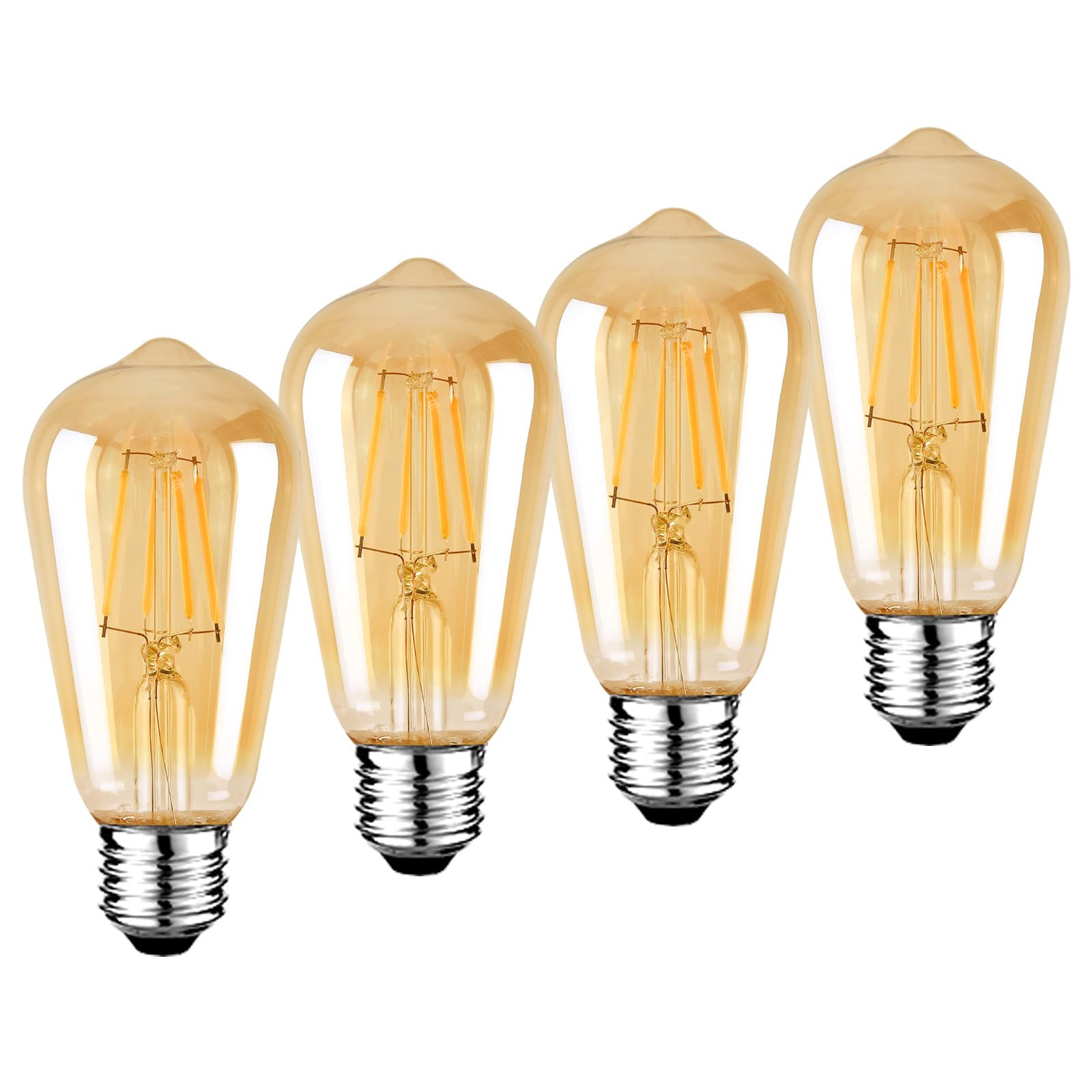 Hession St58 Led Edion Bulbs,4-Packs 4W(40W Equivalent Vintage) Energy Saving Warm White Light Bulb, 110-130V 2700K Dimmable E26