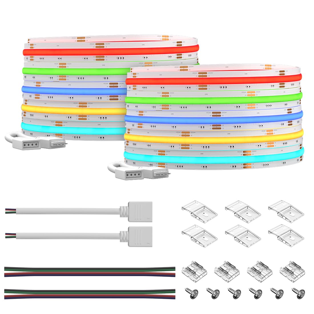 BTF-LIGHTING RGB LED Strip 840LED/m DC24V Color Changing 32.8FT Flexible High Density Indoor Decor Model FOB2X5M24V840LRGBW30