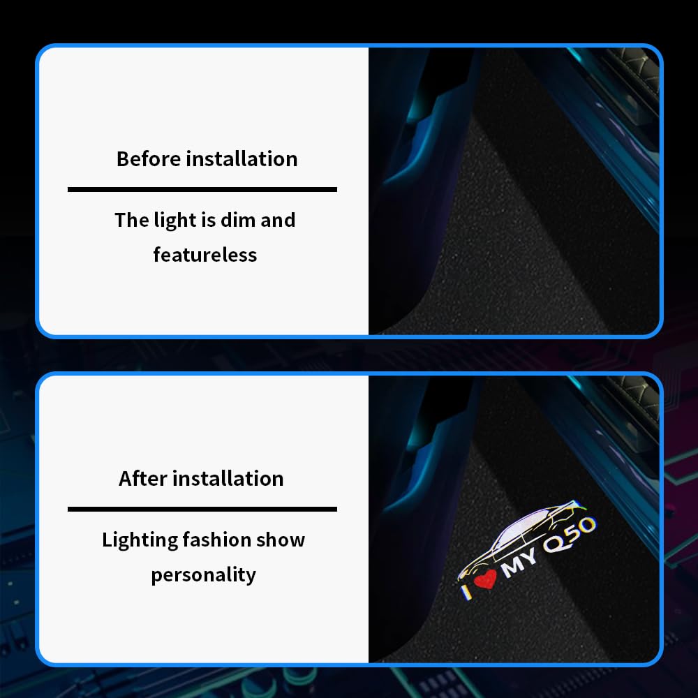 BuJinZeTui LED Car Door Logo Lights Projector for Infiniti Q50 Q50L (2008-2022) - Puddle Lights Ghost Shadow Light Kit