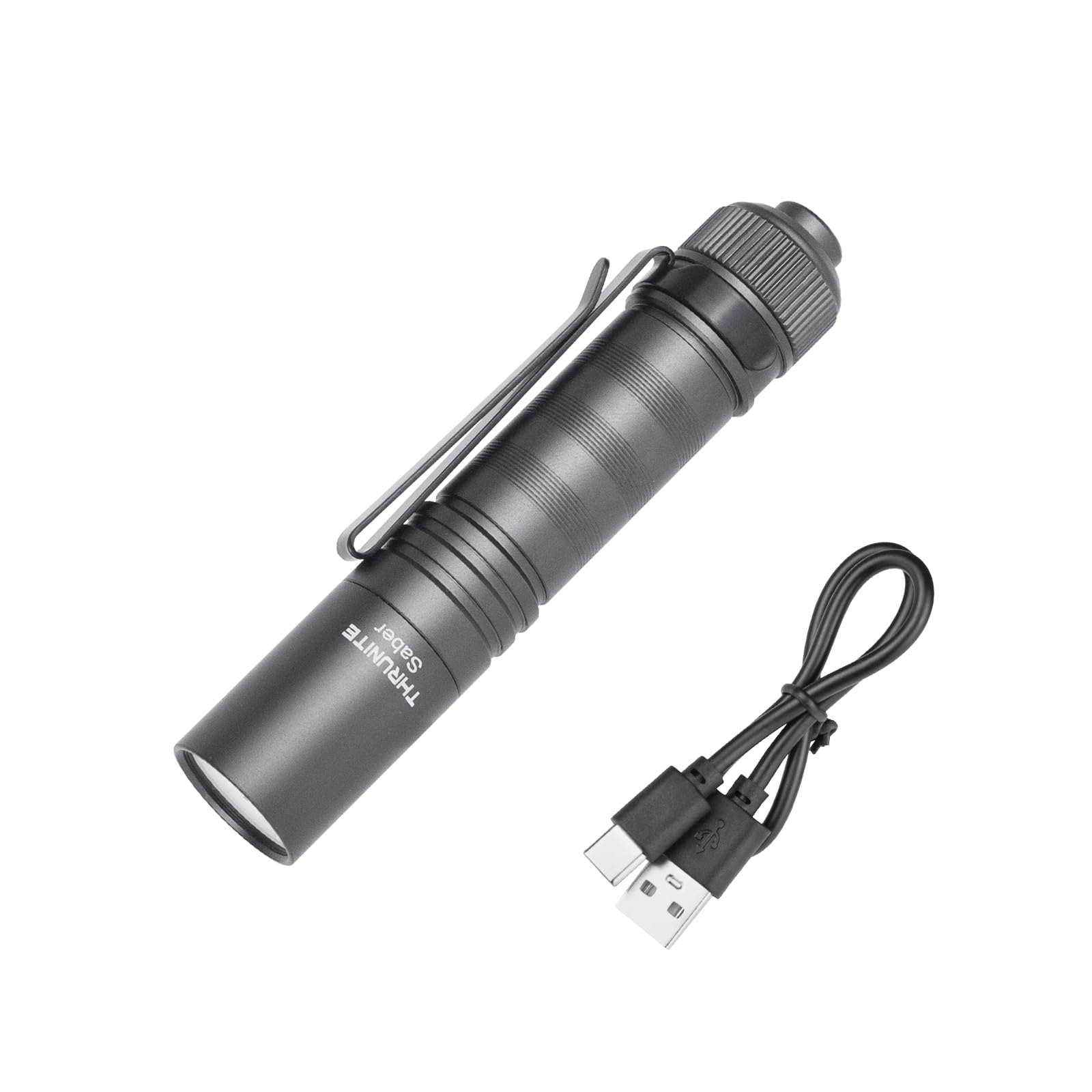 ThruNite Saber 659 Lumens AA Flashlight Rechargeable, High Performance SST20 Cool White LED EDC Light - Army Grey