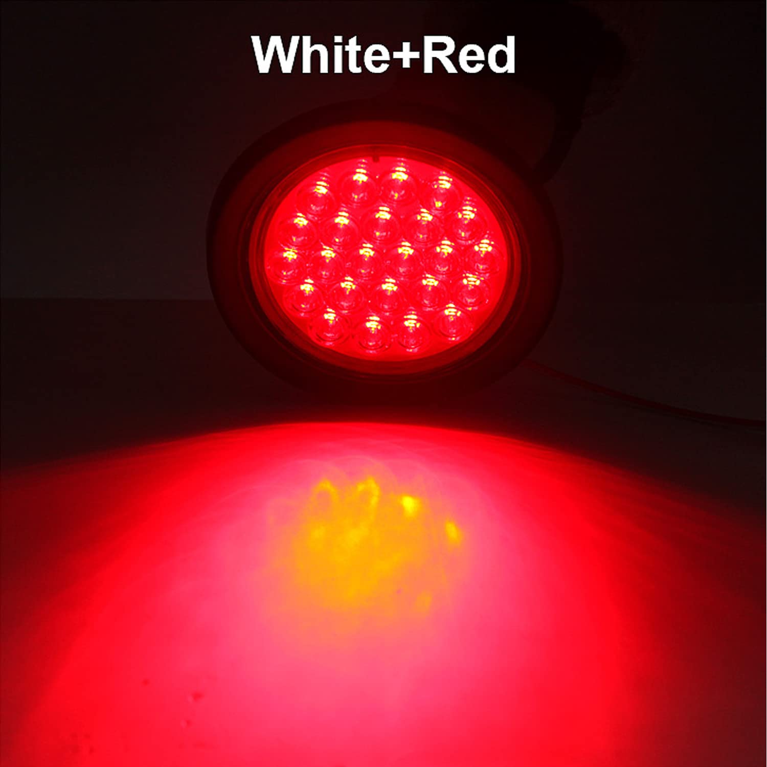 4Pcs 4 Inch Round Led Trailer Tail Lights Red 24 Led Waterproof, 4 Inch Round Led Stop Turn Brake Tail Lights Flush Mount For Tr
