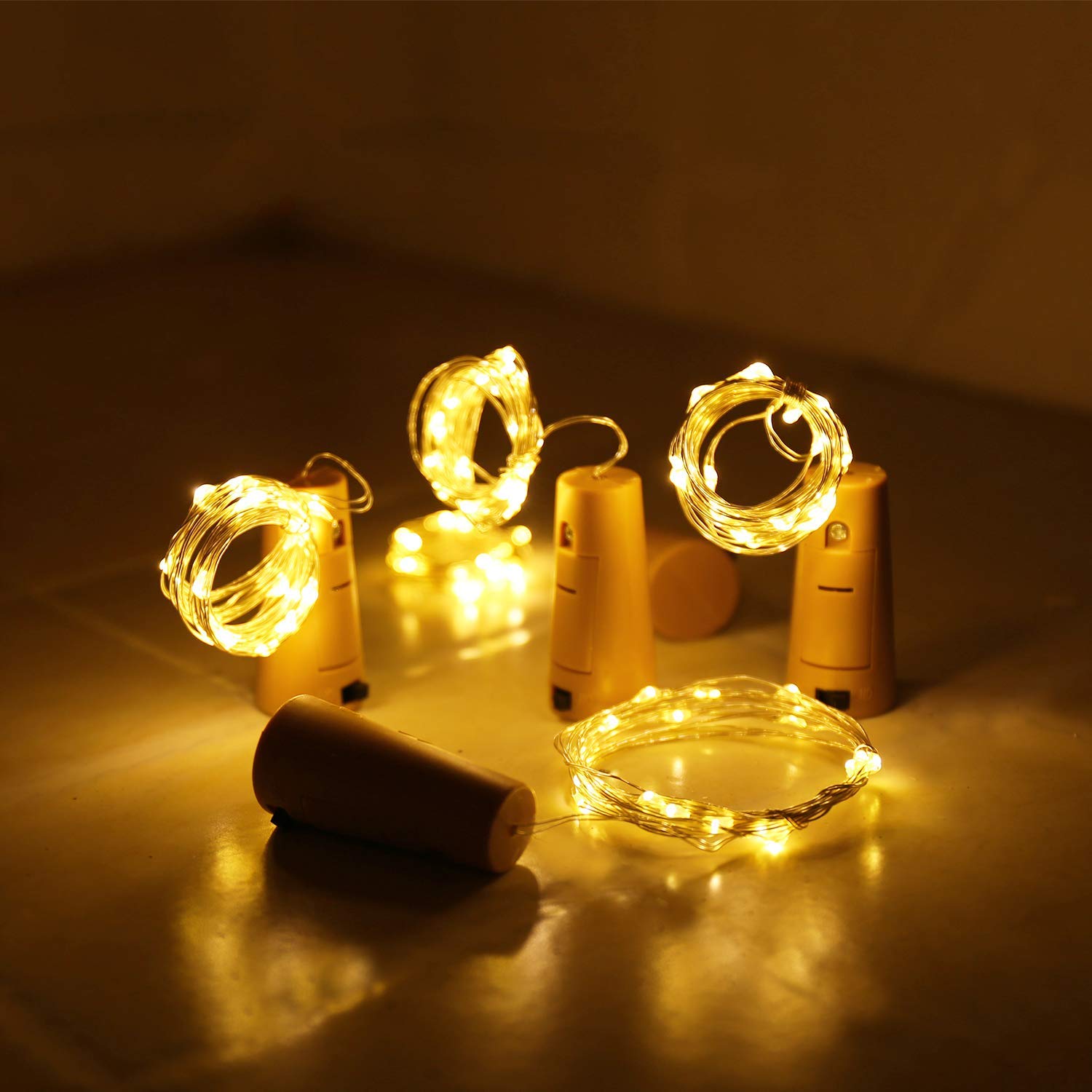 Aluan Wine Bottle Lights, 10 Pack 20 LED Mini Fairy String Lights, Waterproof Battery Operated, Warm White, Model BL00