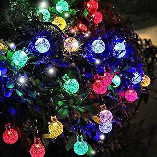 Solar String Lights Outdoor Waterproof 2 Pack 120 Led 72Ft-Big Ball Multi Color Crystal Globe Lights With 8 Modes For Garden, La