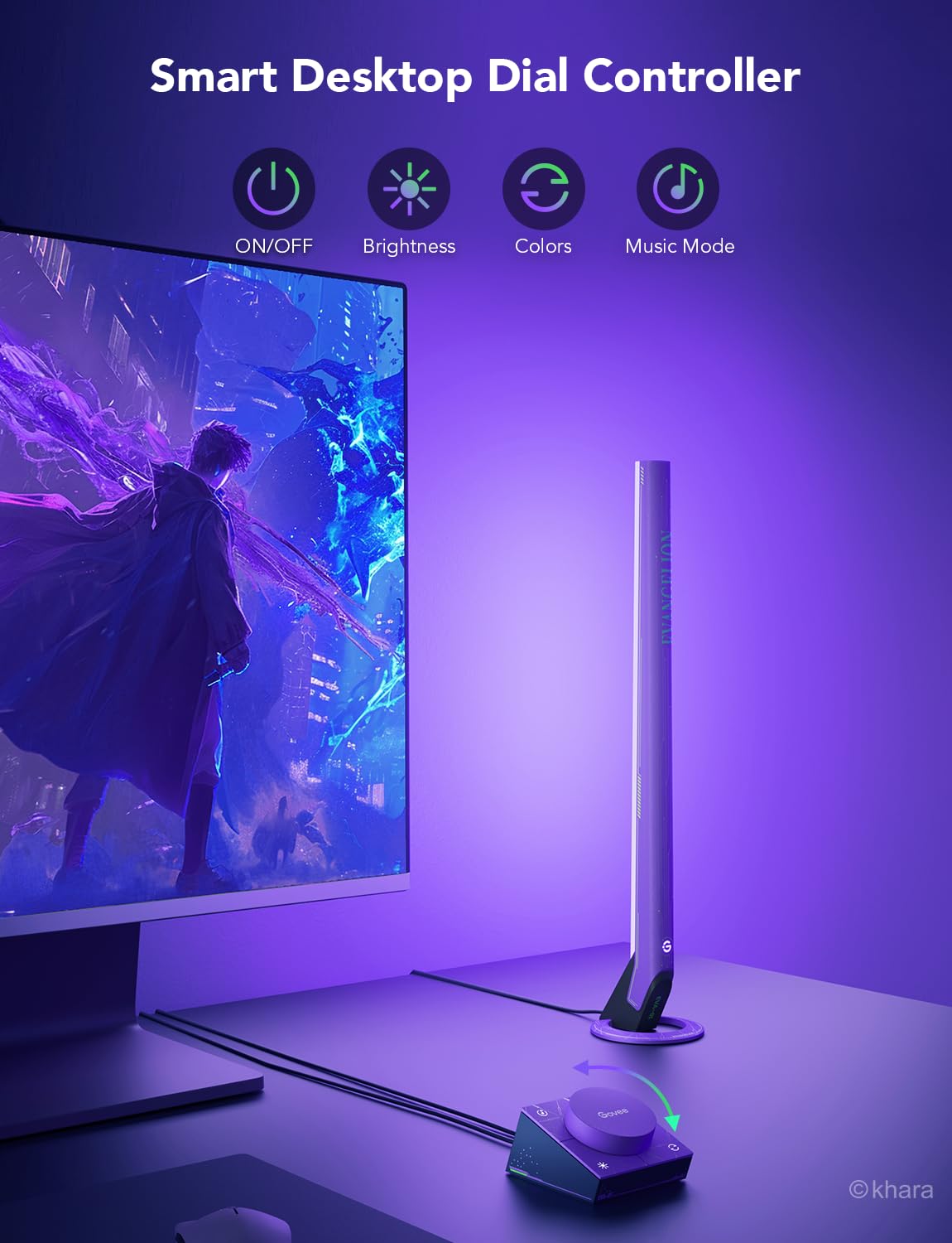 Govee X Evangelion Rgbic Gaming Light Bars H6047 With Smart Controller, Wi-Fi Smart Led Gaming Lights With Music Modes, 62 Scene