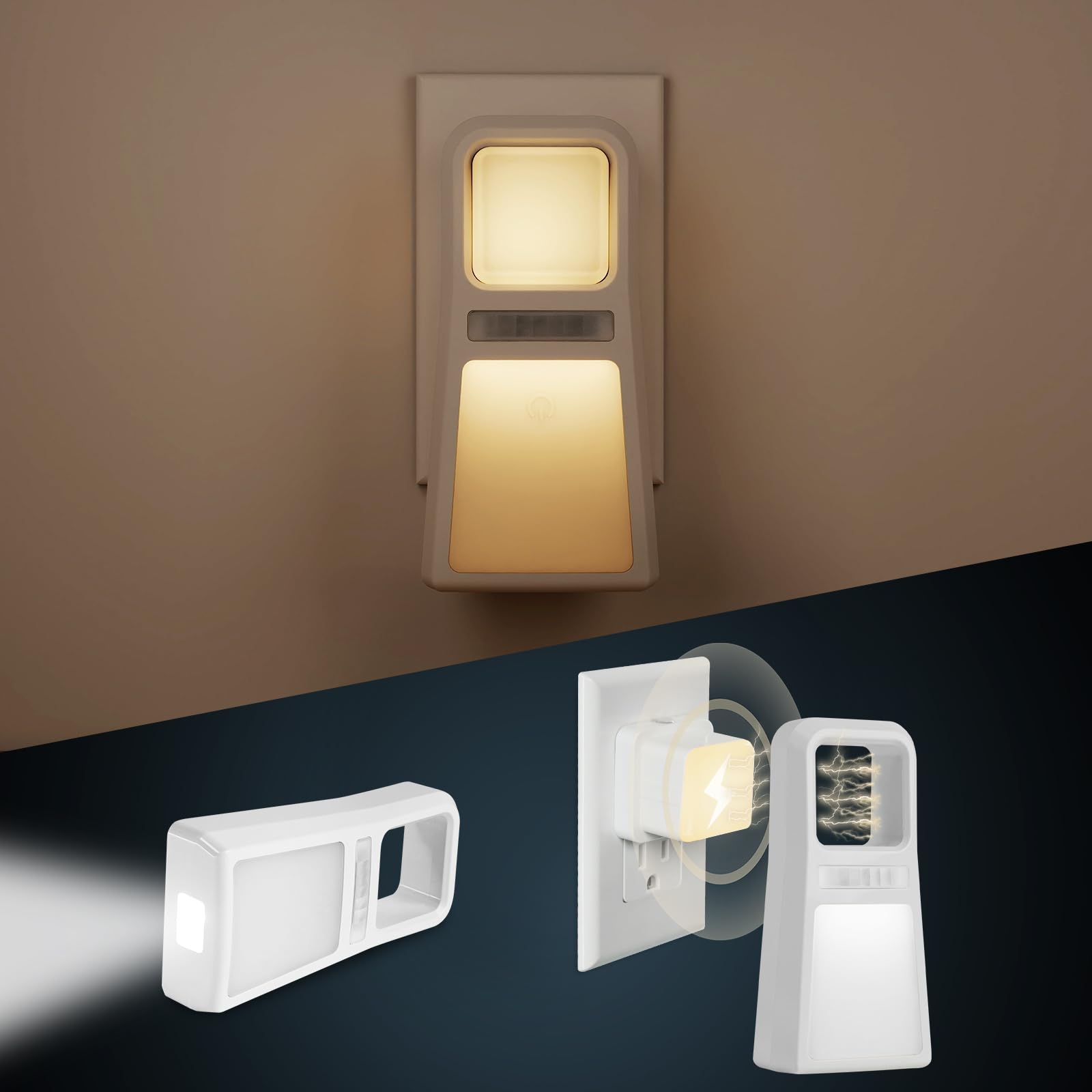 Dawnrise 3 Pack 5-in-1 Power Failure Night Light, Multifunctional Motion Sensor Nightlights, Plug in Night Lights, Emergency Lig