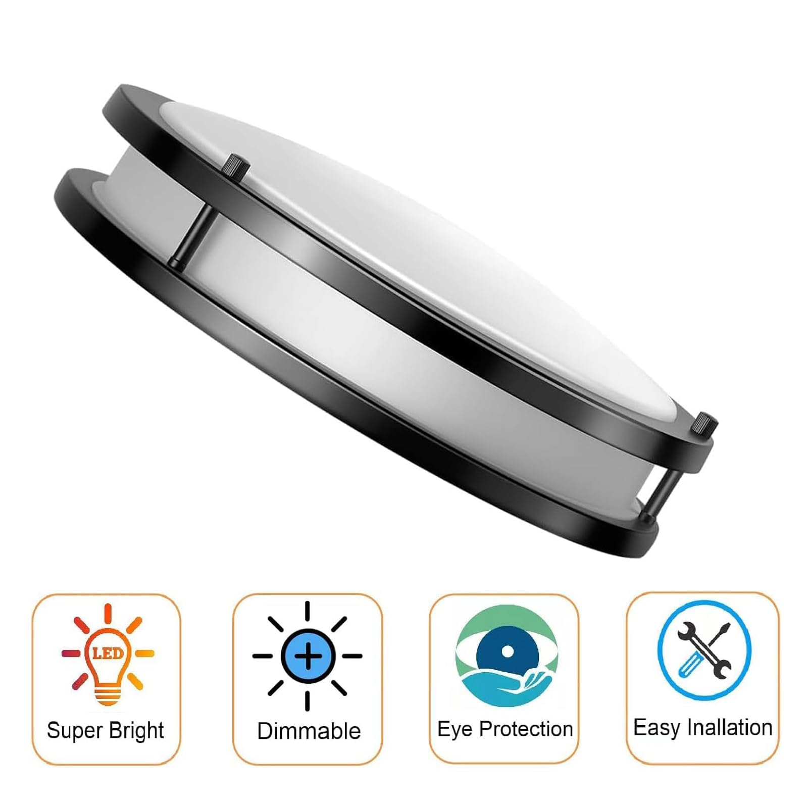 Drosbey 24W Dimmable LED Ceiling Light Fixture, Adjustable 3000K/4000K/5000K, Super Bright 2500LM, Black, Model CL243