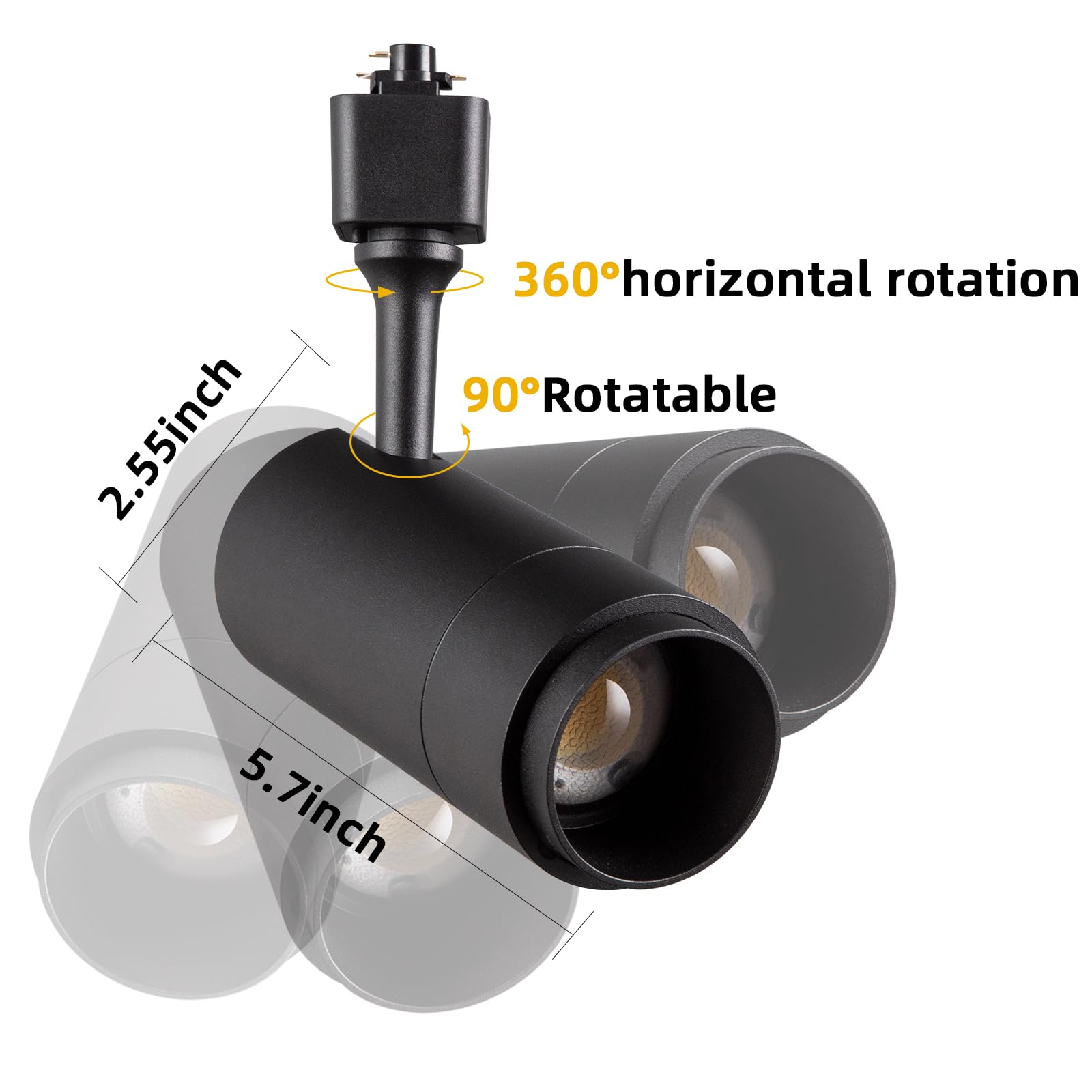 Ajbvp LED Track Lighting Heads, Dimmable 24W 5CCT, Zoomable 15°-60°, 3 Pack - Black