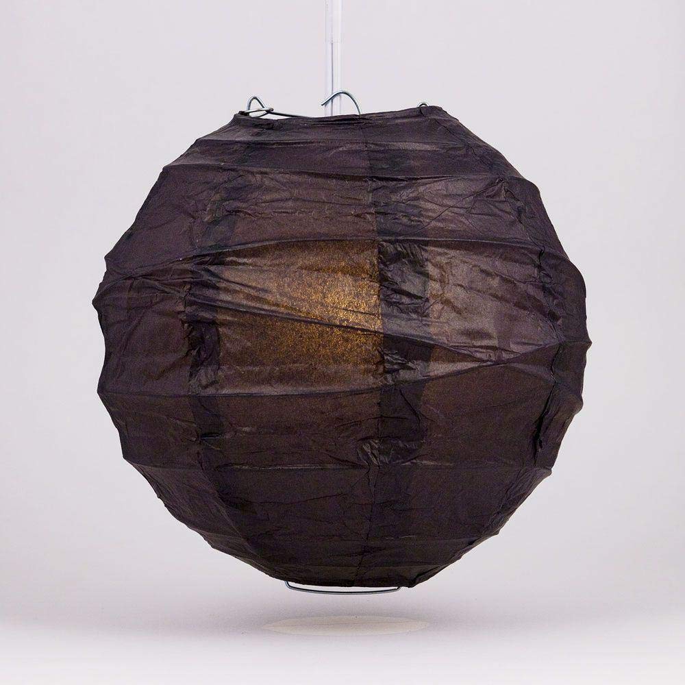 Paperlanternstore.Com 24 Inch Black Round Paper Lantern, Crisscross Ribbing, Hanging Decoration
