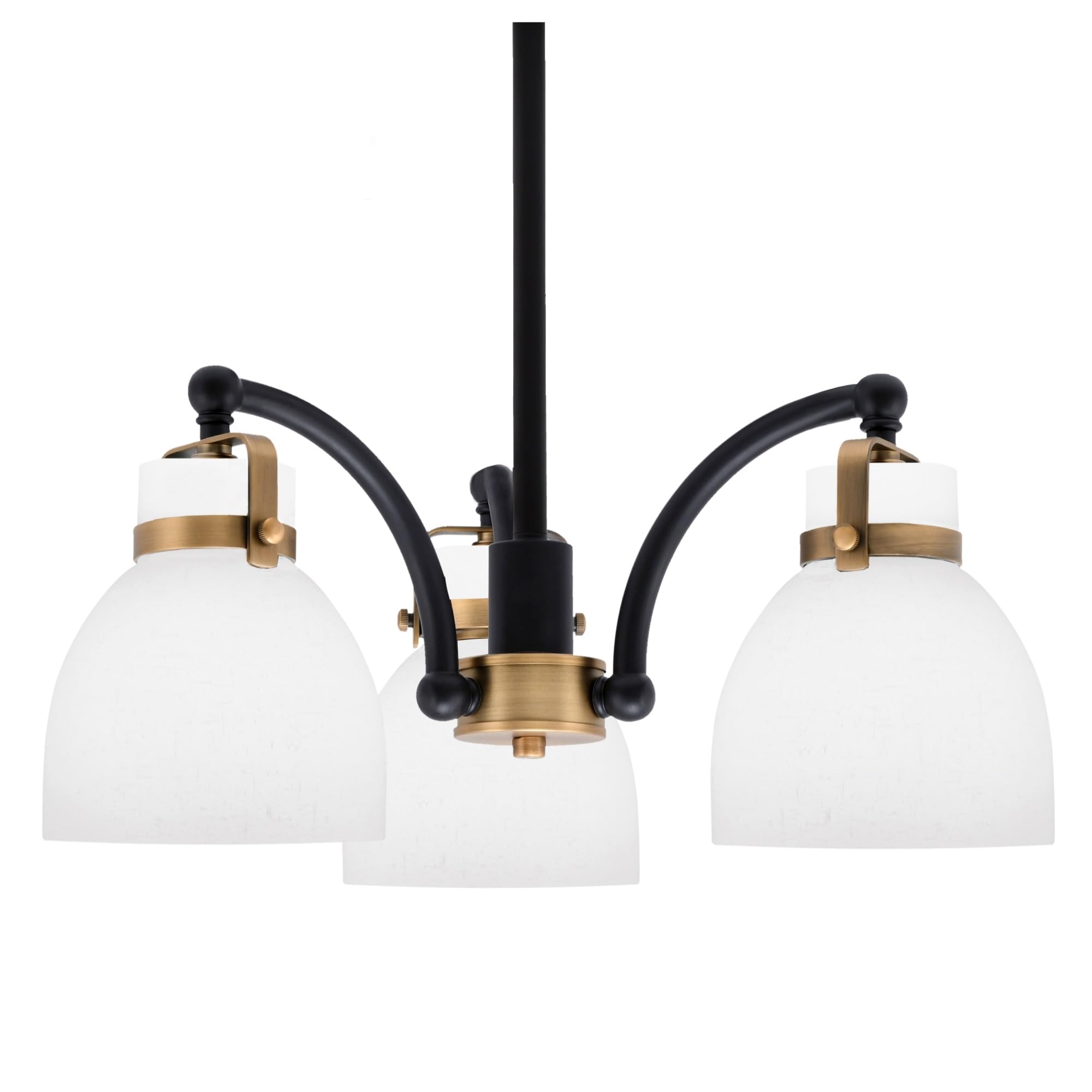 Easton Downlight, 3 Light, Chandelier Shown In Matte Black & Brass Finish With 6&quot; White Muslin Glass