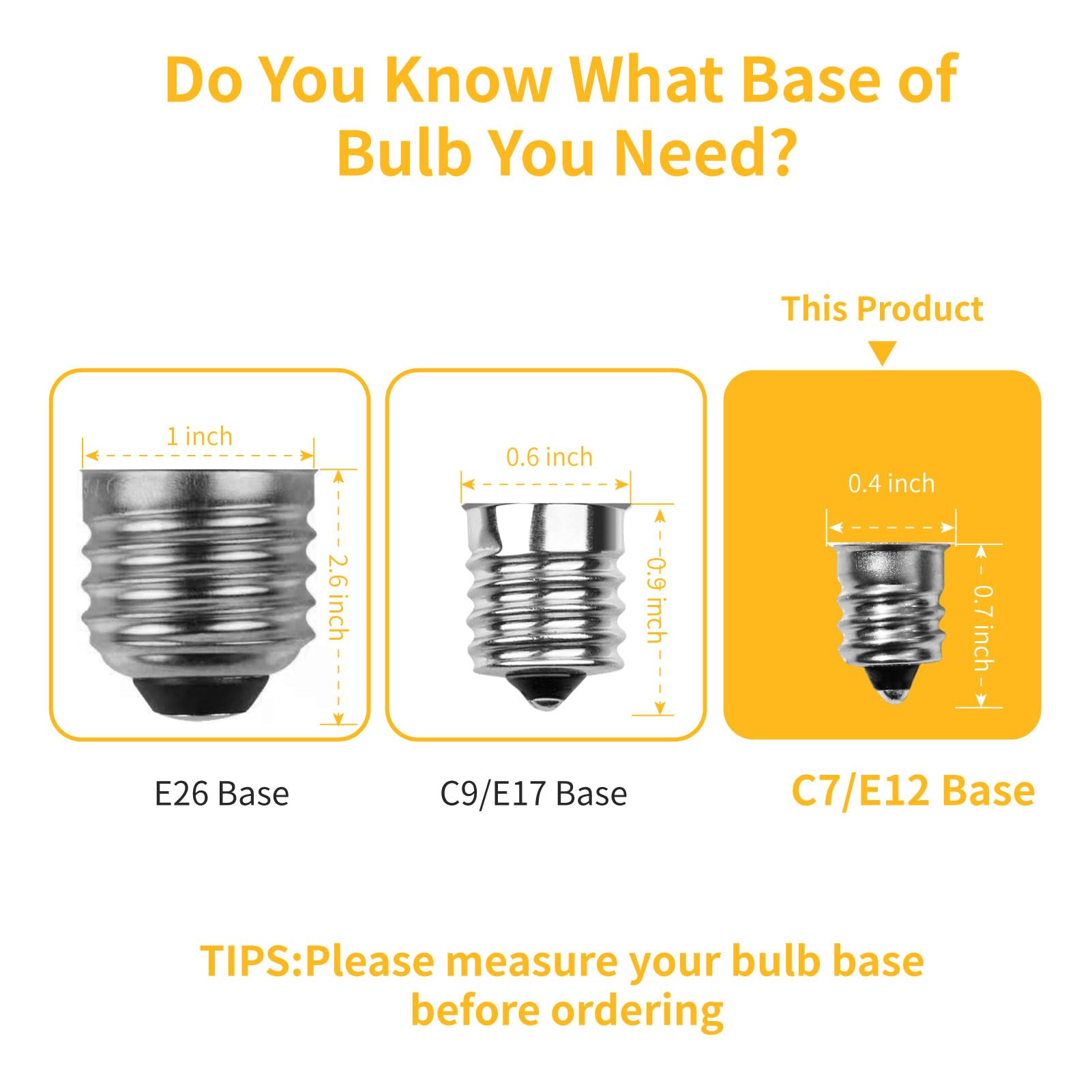 Meconard C7 LED Christmas Light Bulbs, Shatterproof, E12 Base, Cool White, 50 Count, Model MC706WCW50P