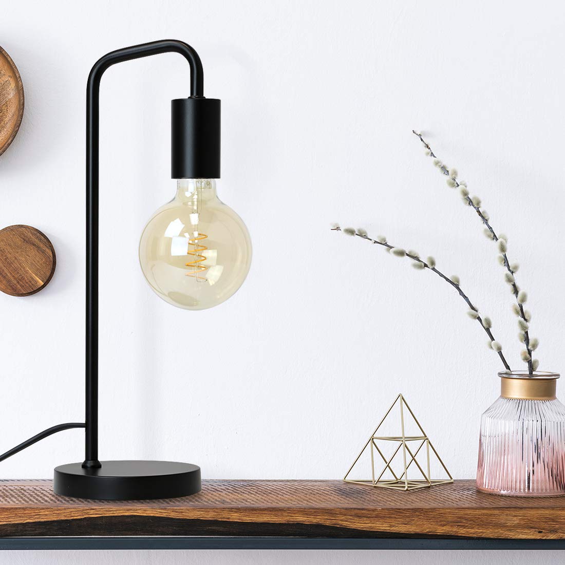 O'Bright Industrial Desk Lamp - Metal, UL Certified E26 Socket, Minimalist Design, Black, Model OB-DL07L