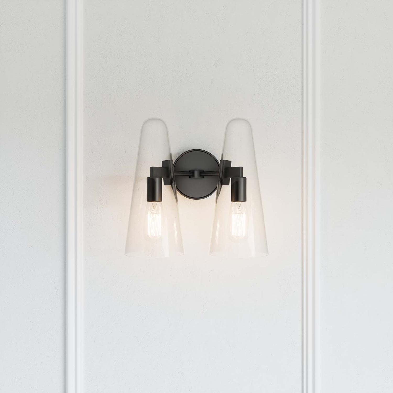 Beacon 2-Light Wall Sconce in Clear Black
