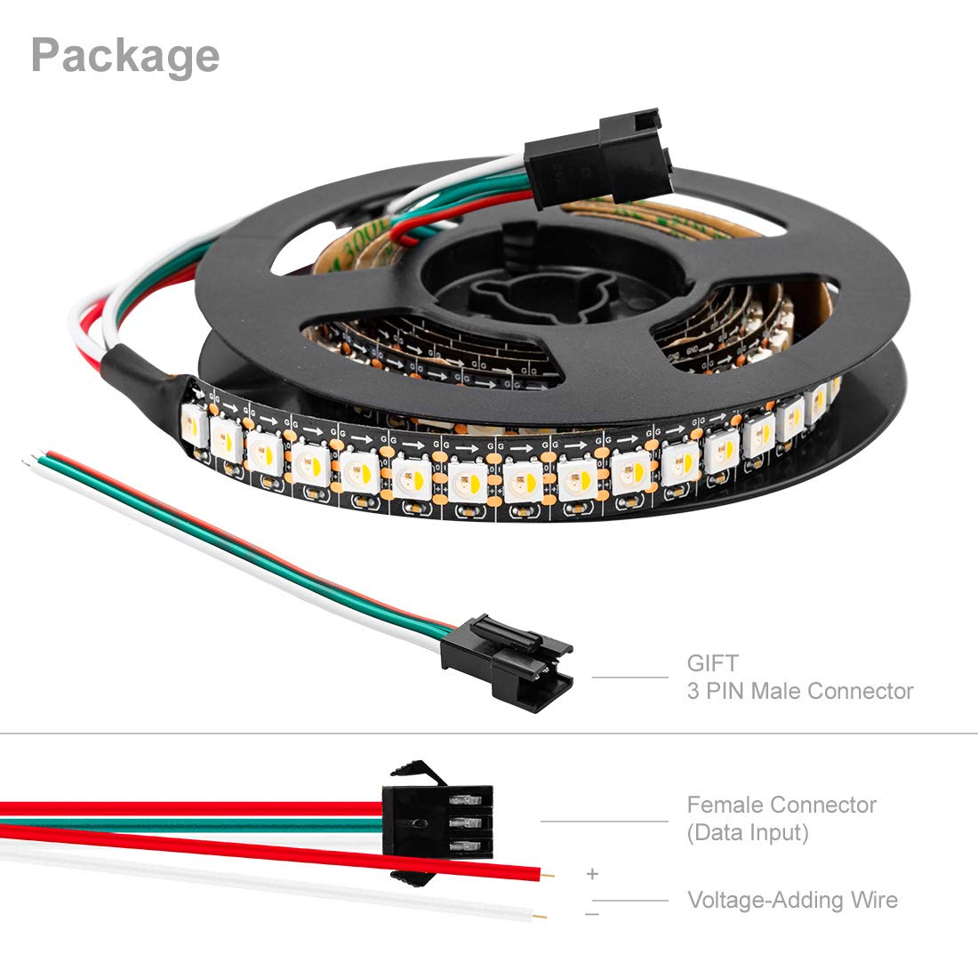 Btf-Lighting Rgbw Rgb+Natural White Sk6812 (Similar Ws2812B) Individually Addressable 3.3Ft 1M 144(2X72) Leds Flexible 4 Colors In 1 Led Dream Color Led Strip Ip30 Non-Waterproof Dc5V Black Pcb