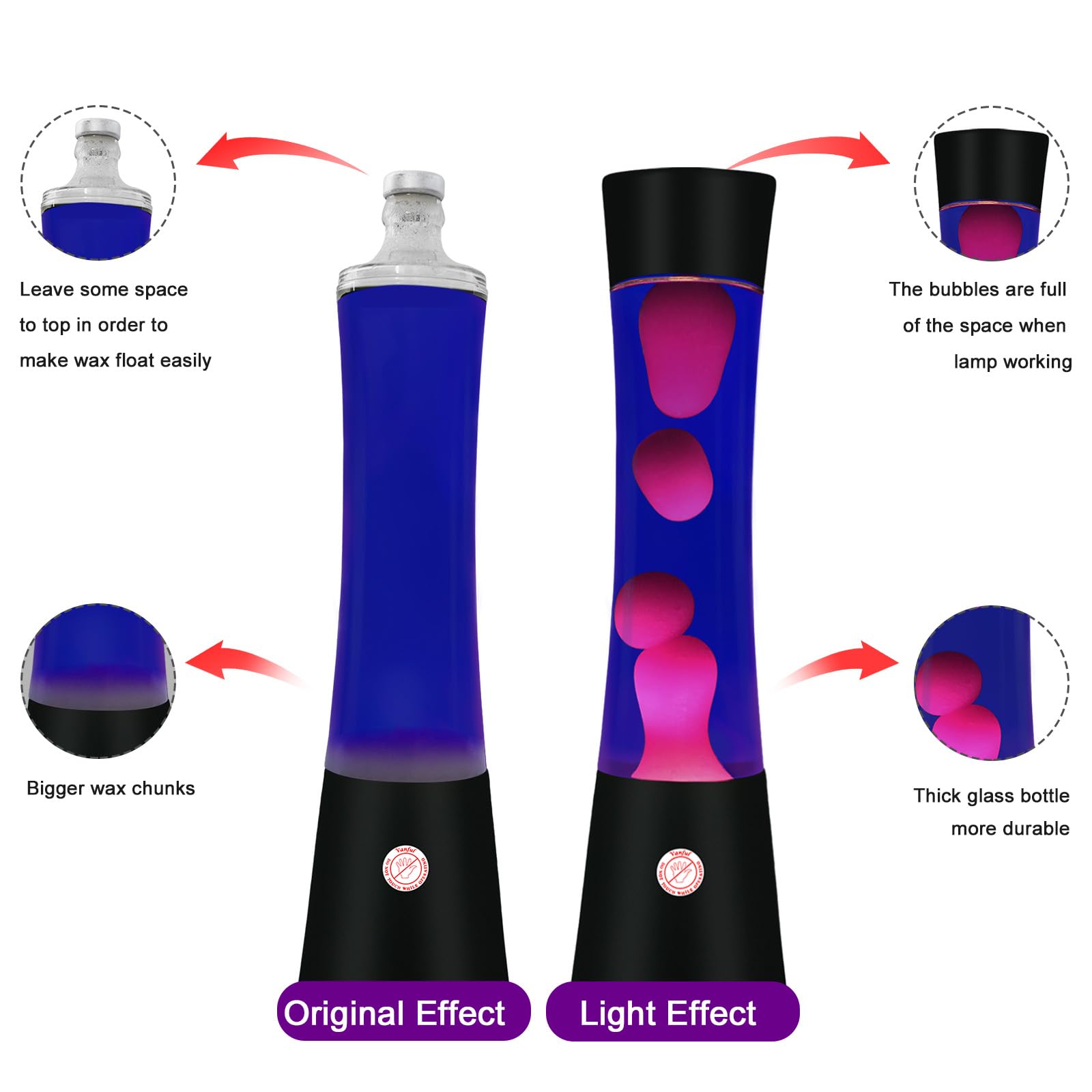 Vanful Liquid Motion Lamp - 16in Purple & White Wax, Black Base, Mood Lighting for Home, Office, Bedroom, Christmas Party Decoration