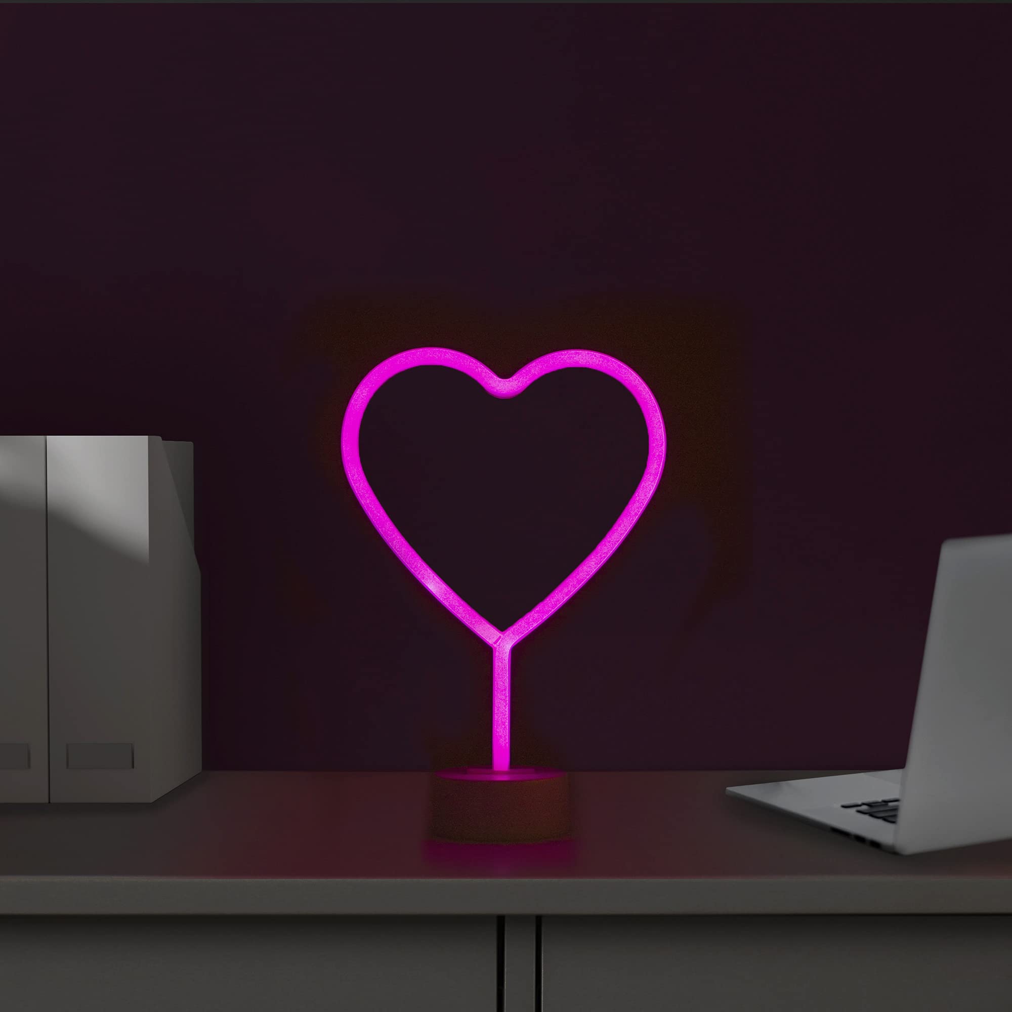 Northlight LED Heart Table Light - 11.5in Pink - Plastic Neon Style Decoration for Valentines Day
