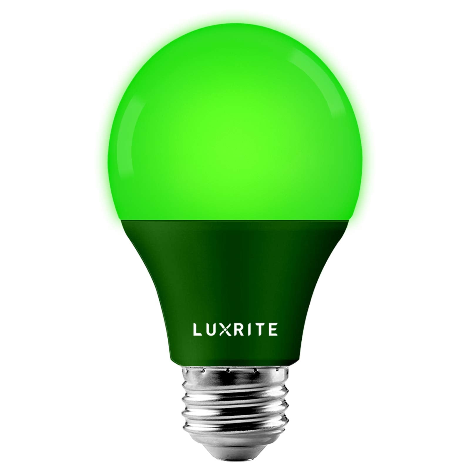 LUXRITE A19 LED Bulb, 60W Equivalent, Non-Dimmable, Green, E26 Base, 1 Count, Model LR21492