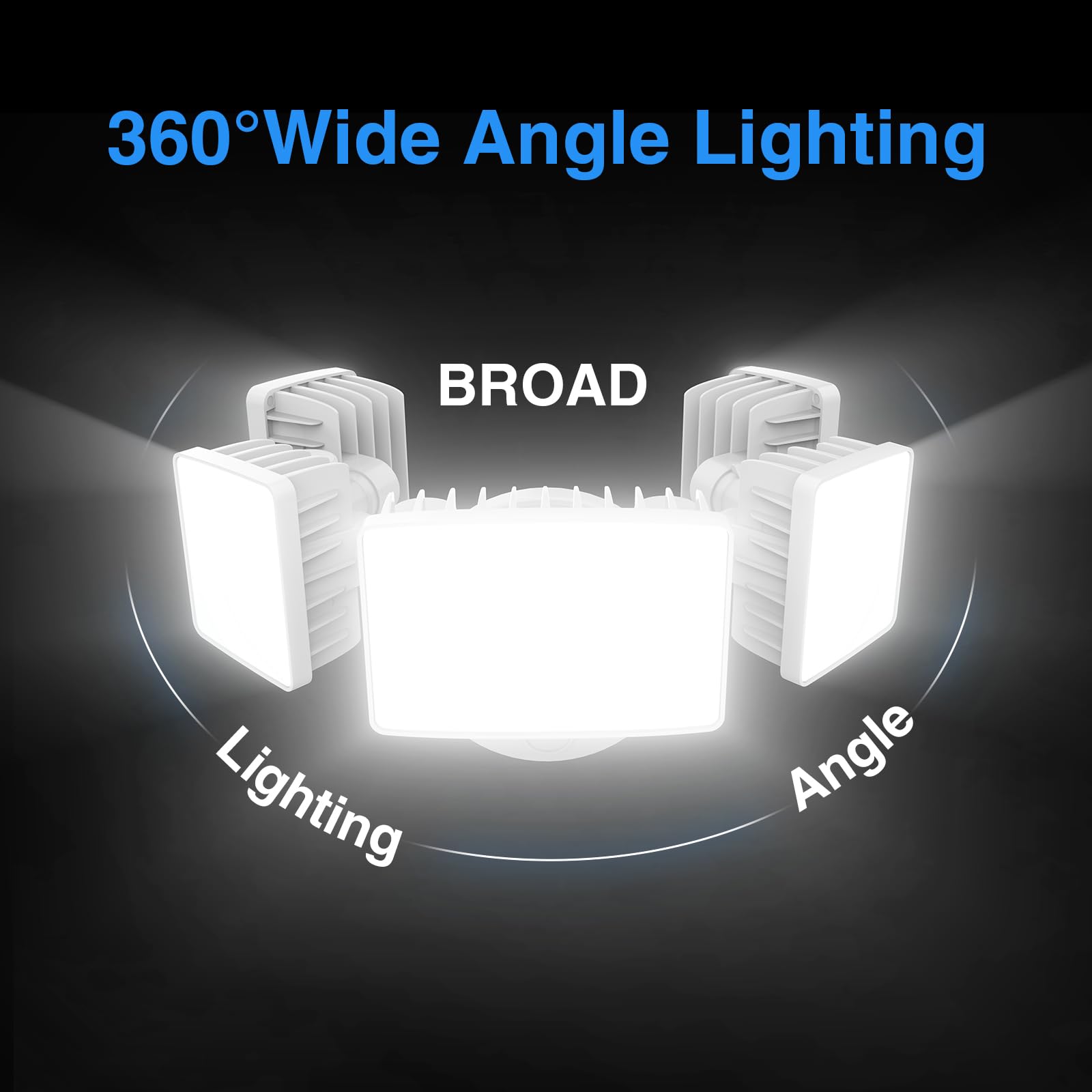 120W Outdoor Led Flood Light, 5 Heads Exterior Security Lights With 360 Lighting Angle, 6500K Super Bright Floodlight Fixture Wa