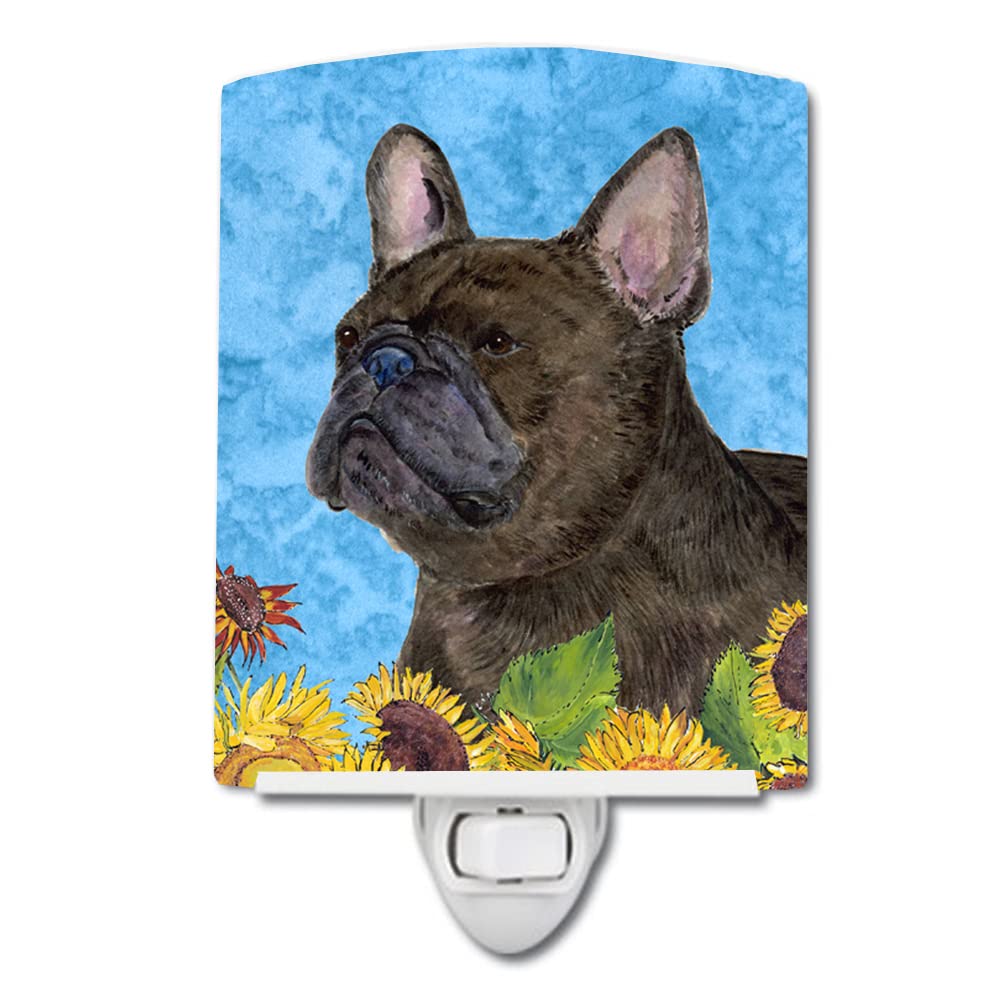 Carolines Treasures Ceramic Night Light, French Bulldog in Summer Flowers, UL-Certified, 6x4x3 inches, Model SS4152CNL