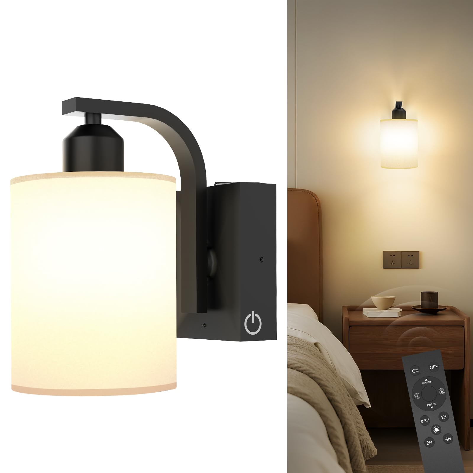 iThird 1 Pack Battery Operated Wall Sconces Lights: 6000mAh Rechargeable Wall Lights with Remote Control, Dimmable LED Wall Lamp