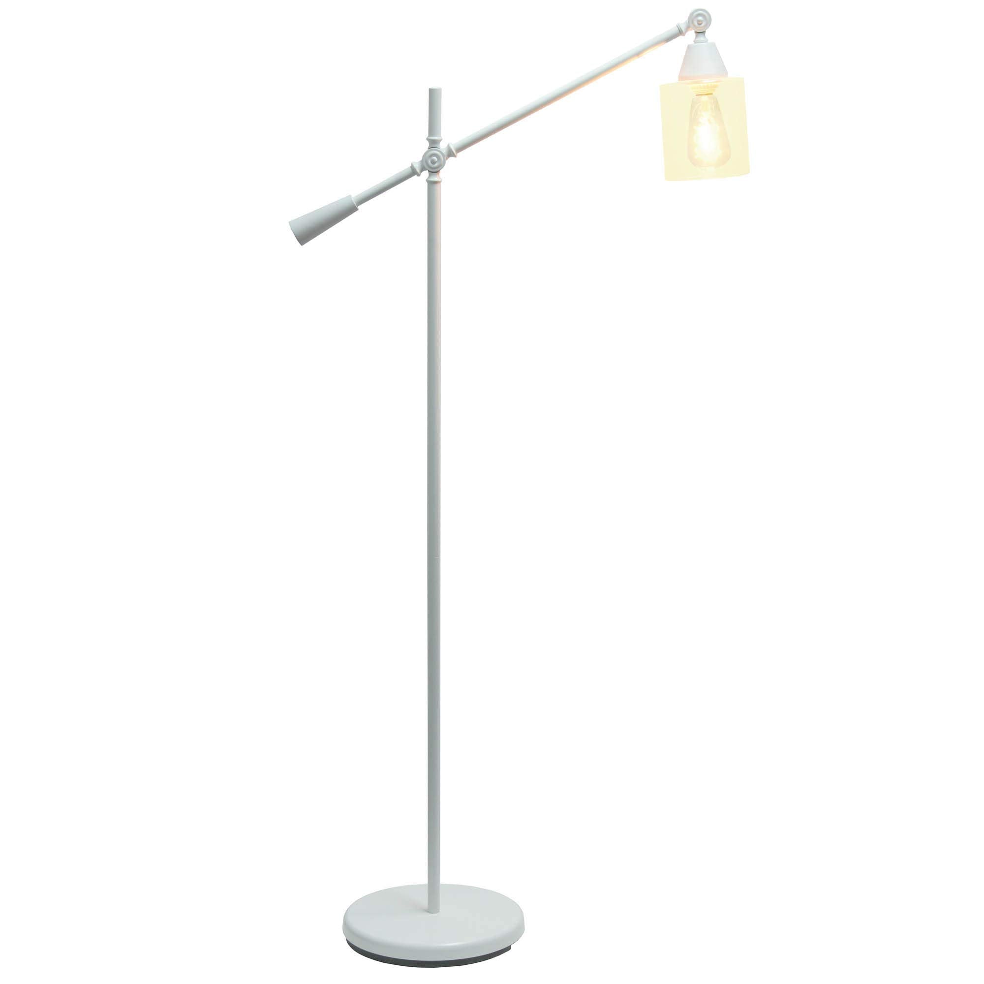 LALIA HOME Decorative Floor Lamp, Metal, White, 30inL x 11inW x 56inH, Clear Glass Shade, Model LHF-5021-WH