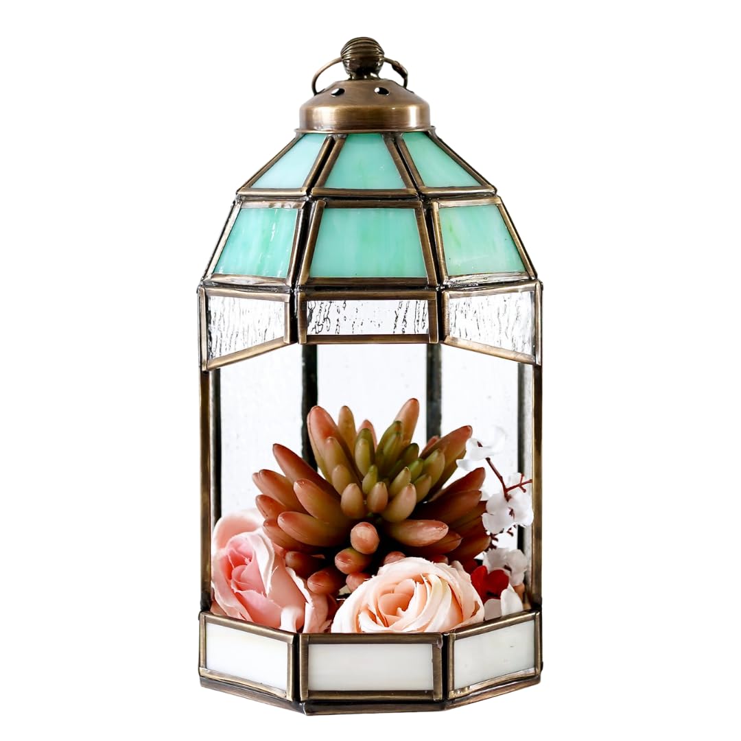 Behoma Hut Temple Lantern for Home Decoration for Table-top, Wall-hanging, Modern Candle & Tealight Holder gifting, Antique Bras