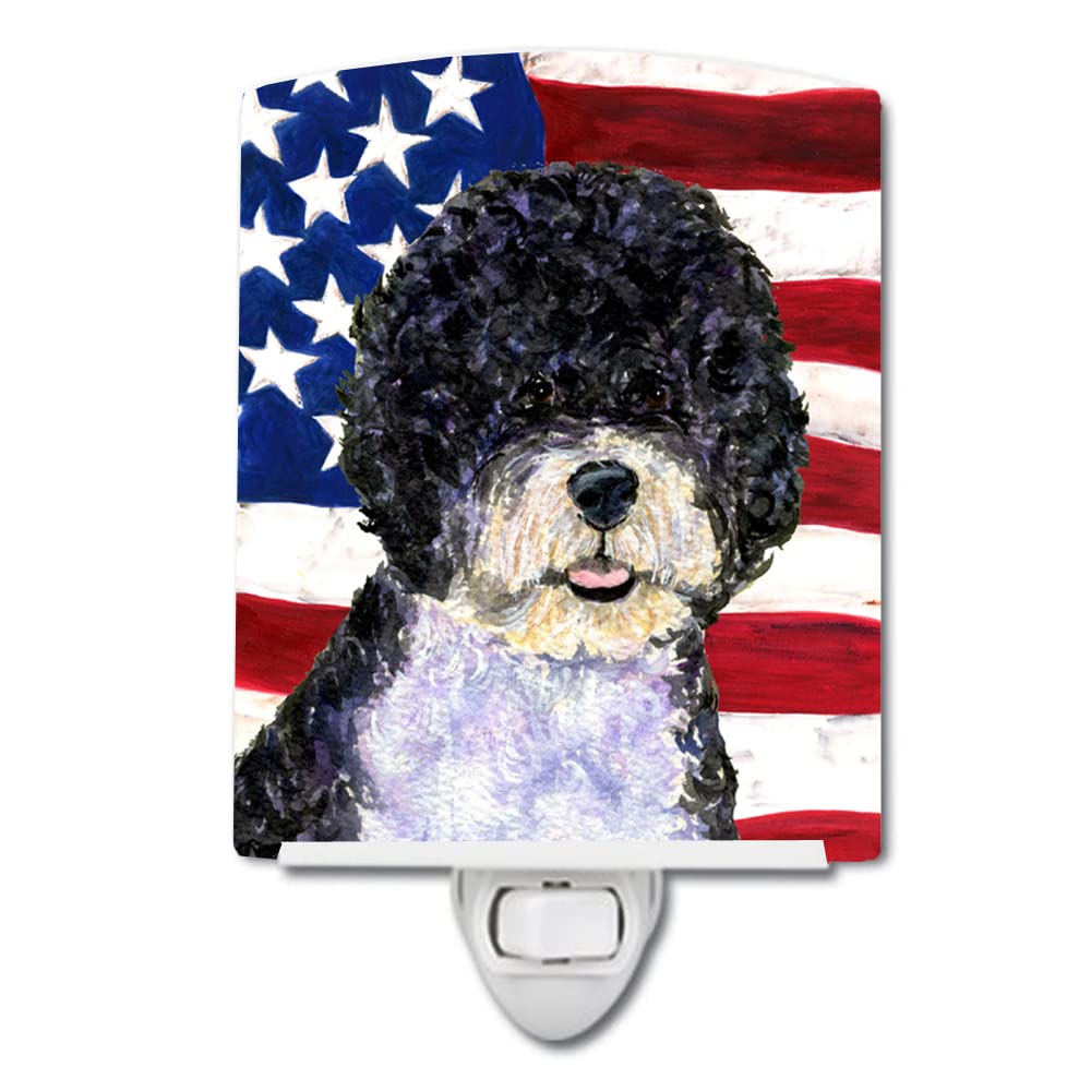 Carolines Treasures Ceramic Night Light, American Flag & Portuguese Water Dog, 6x4x3in, Multicolor, Model SS4053CNL