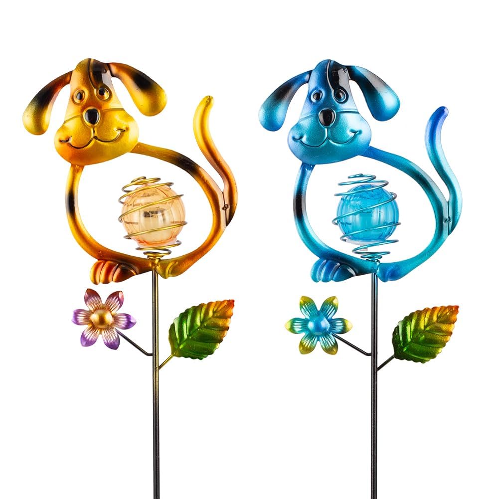 SATHGA Solar Outdoor Garden Lights,27.4H Solar Dog Statues Outdoor Lights,Waterproof Solar Decorative Garden Stakes for Lawn P
