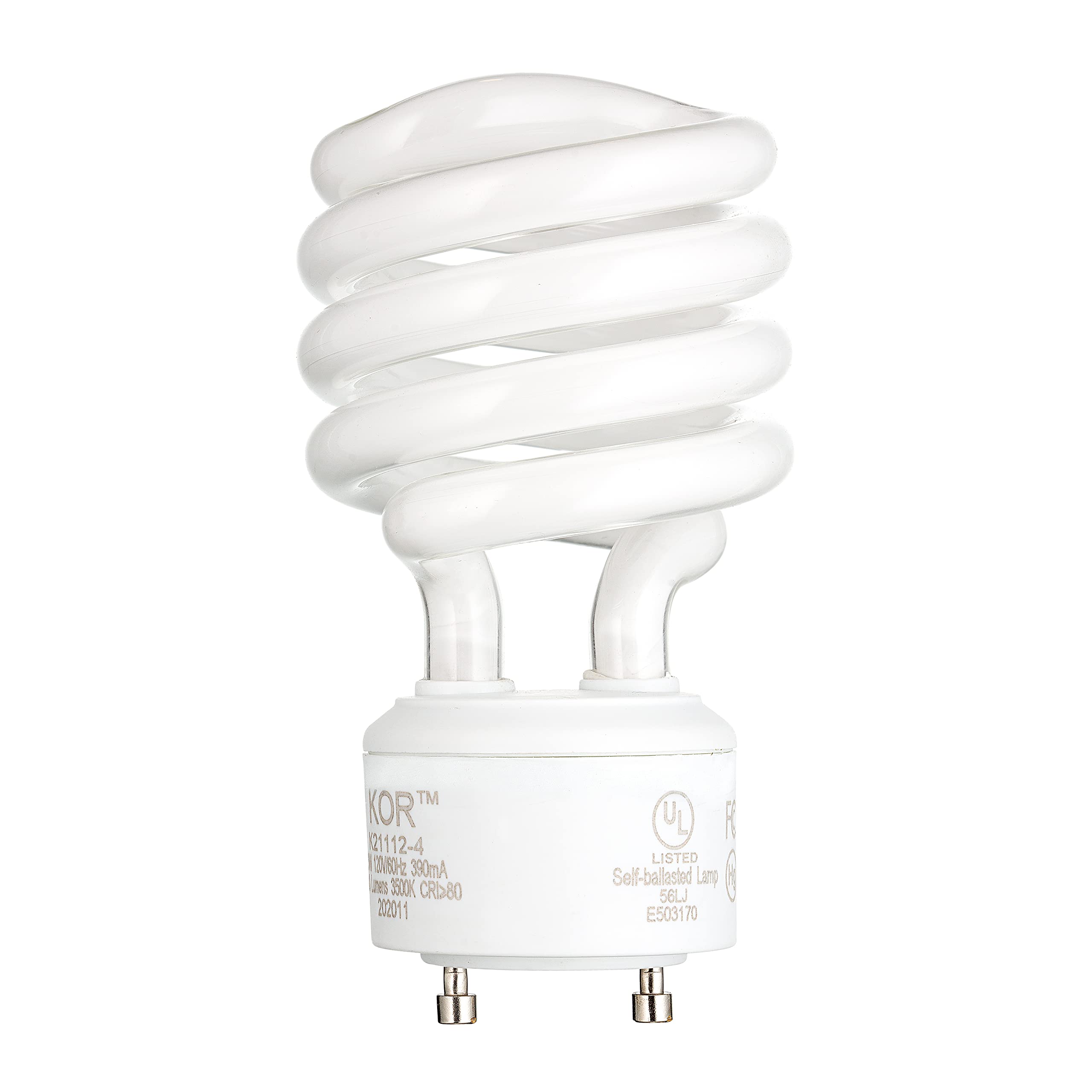 Kor (Pack Of 4) 23 Watt Cfl Spiral - Gu24 Base - (100W Equivalent) - T2 Mini-Twist - Cfl Light Bulb - 4100K Cool White